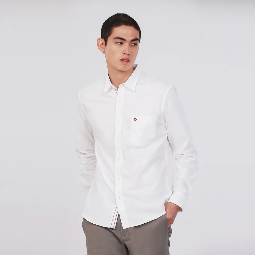 JOHN HENRY Men's Long Sleeves Shirts (Slim Fit) ESSENTIALS White