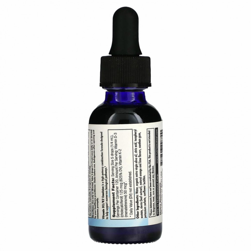 Nutra BioGenesis, витамины D3 и K2, эмульсия, 30 мл (1 жидк. унция)