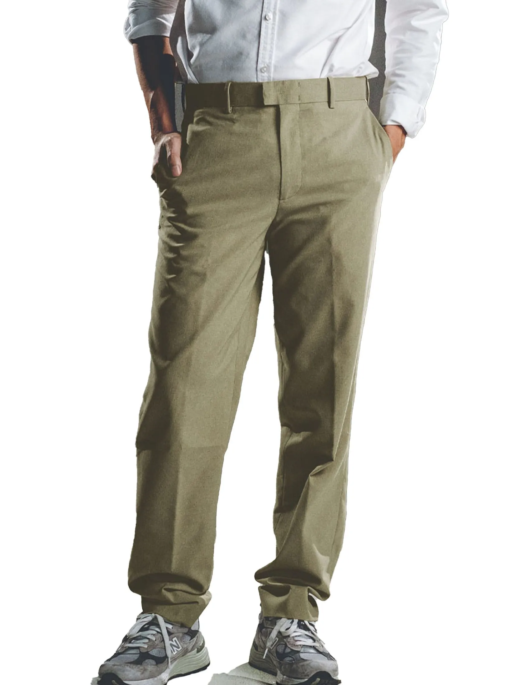 ERA-WON Men's Pants Relaxed workday Relaxed straight legs Beige