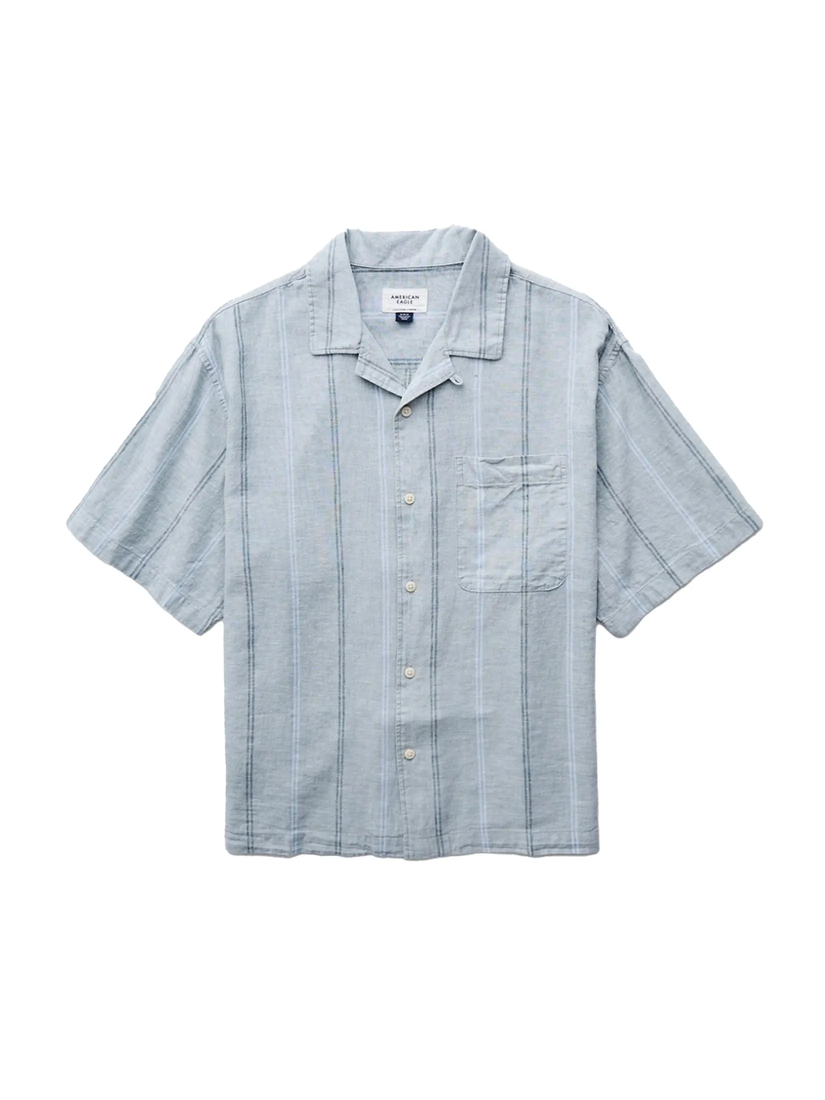 AMERICAN EAGLE MEN 2734 SS OVERSIZED CAMP COLLAR CURTIS LINEN 333 JADE