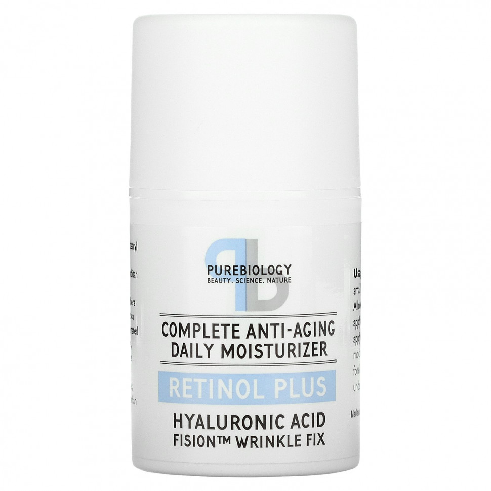 Pure Biology, Комплексное омолаживающее ежедневное увлажняющее средство, Retinol Plus, 1,7 жидк. Унции