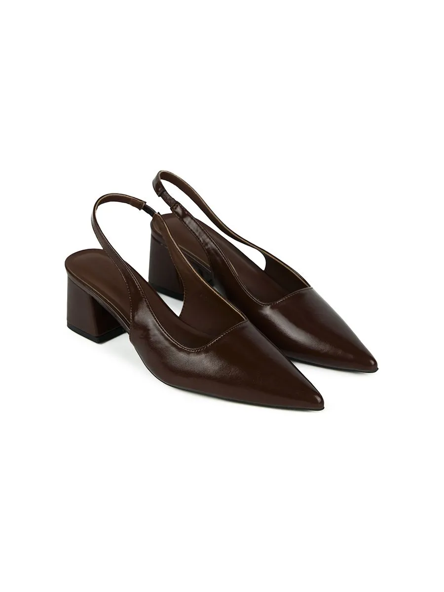 SHU WOMEN  LA POINTE' 2" BLOCK HEELS - OILCHOCOLATE