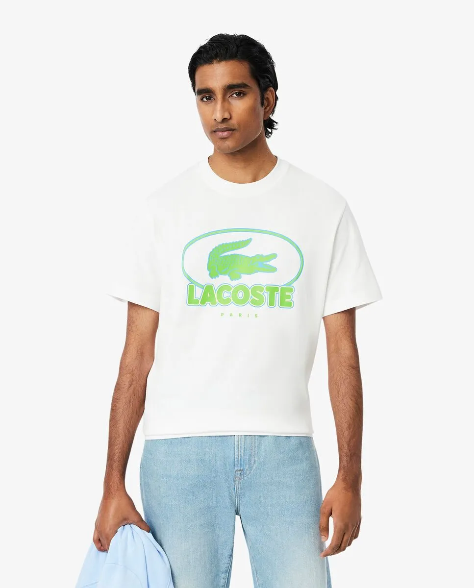 LACOSTE Heavy Cotton Graphic T-shirt White Size - 3