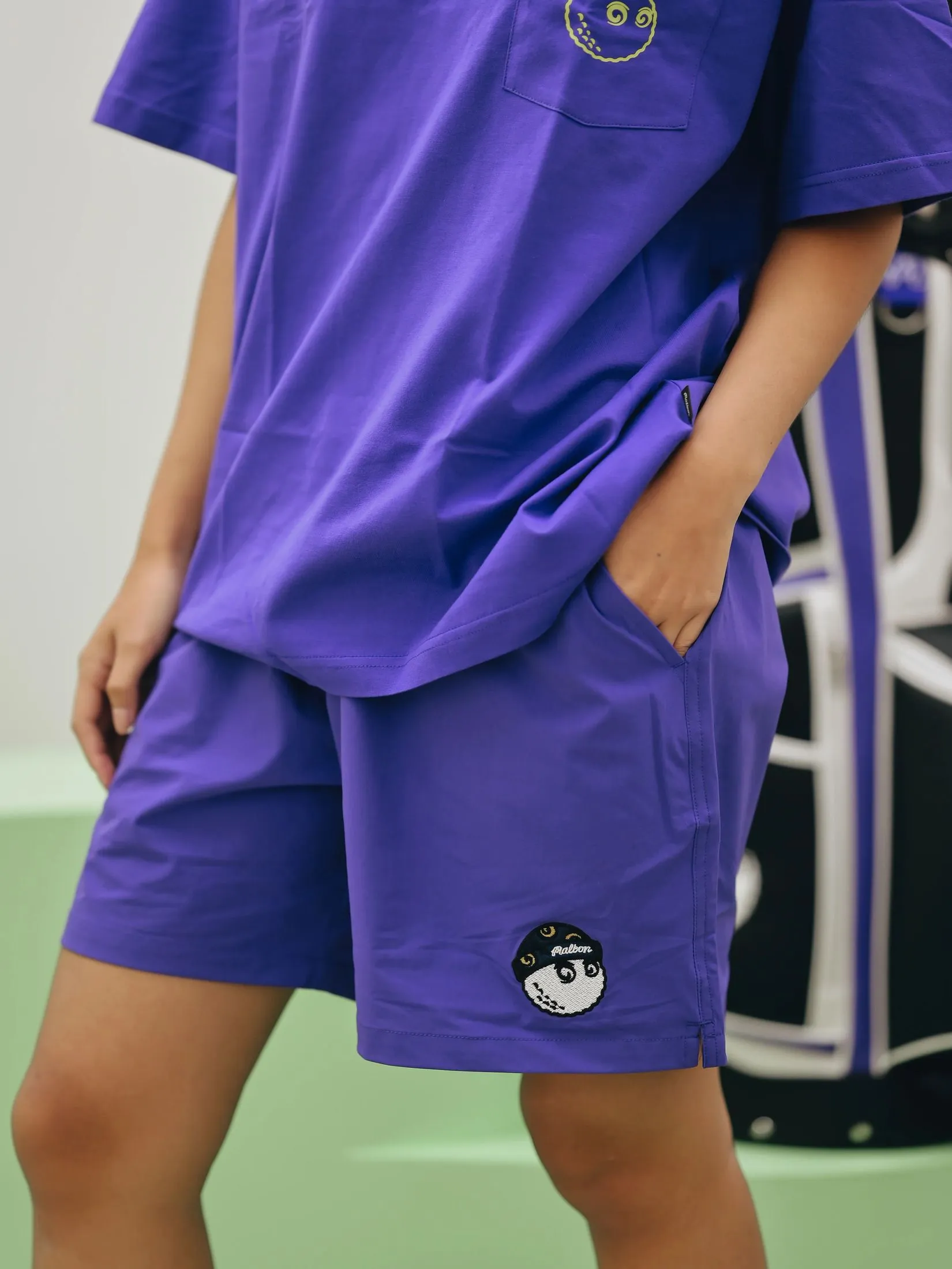 MALBON GOLF WIZ SHORTS IN PURPLE