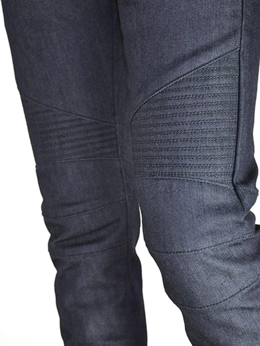 SIMPLE&RAW Deep Raw Biker Skinny Fit Jeans Sk811-1 Dark Blue