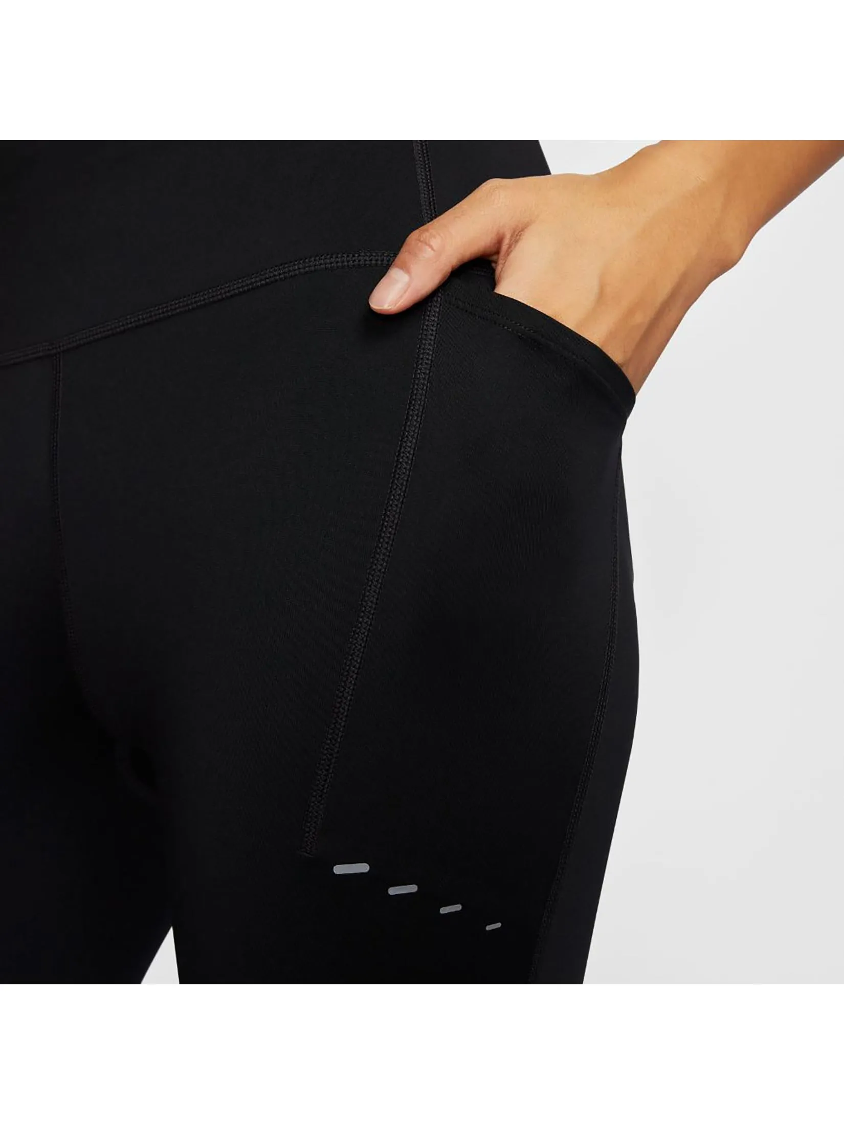 NIKE Women Leggings Dri-Fit High-Waisted 7/8 Black/Reflective Silv