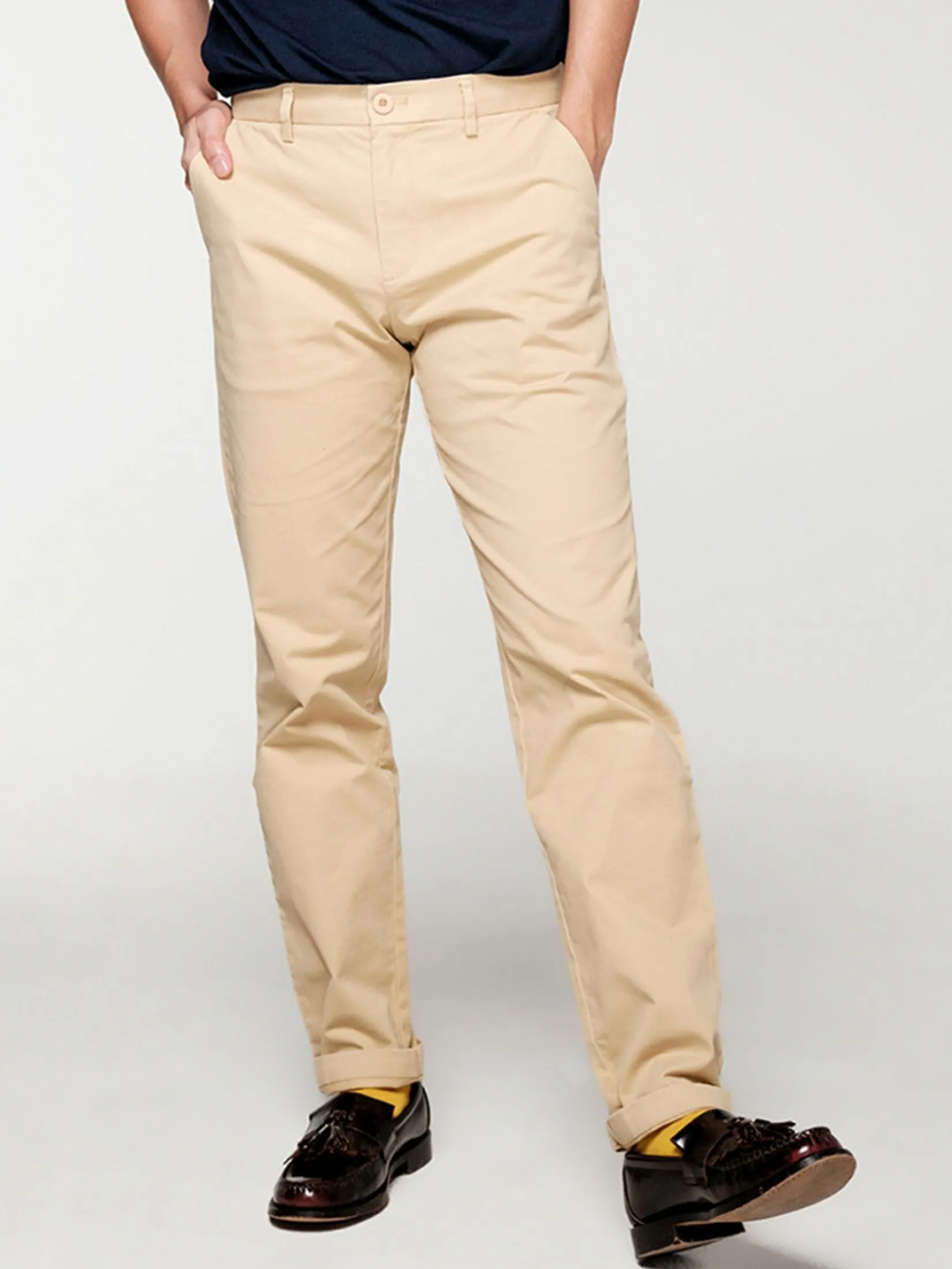ERA-WON Men's Chino pants skinny Beige