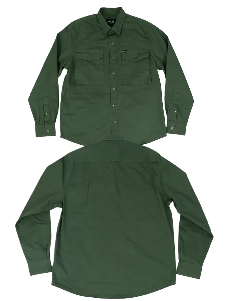 BOVY MEN'S OXFORD SHIRT SLEEVED GREEN COTTON TWILL