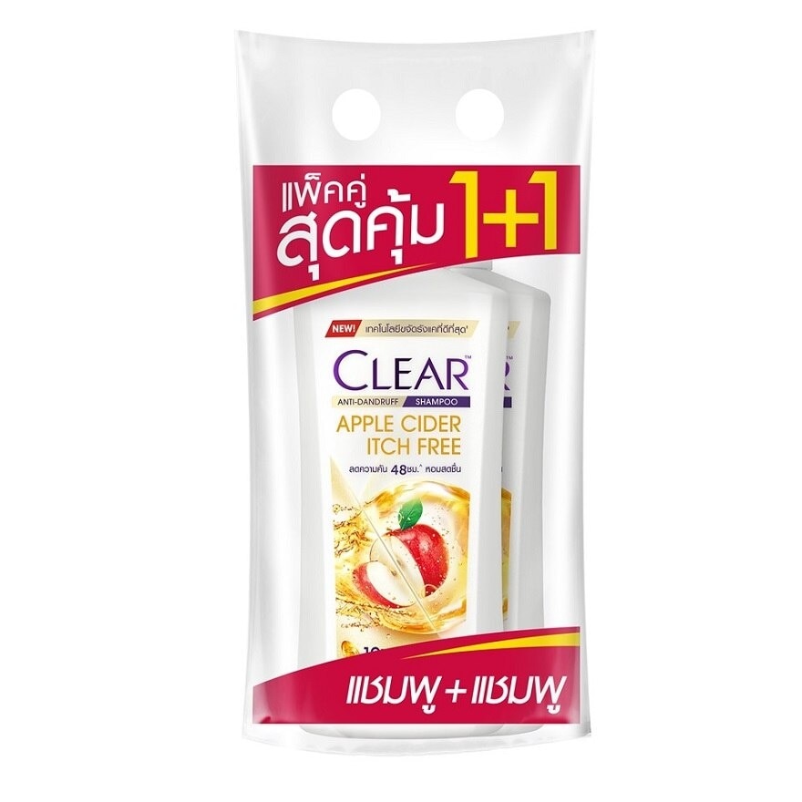 Clear Shampoo Anti-Dandruff Apple Cider Itch Free 350 Ml.Twin Pack