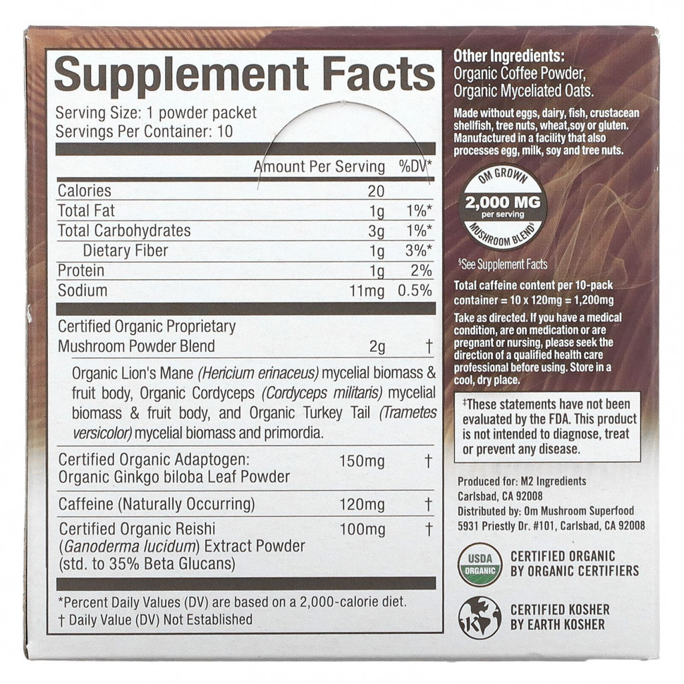 Om Mushrooms, Смесь грибного кофе, 10 пакетиков по 5,9 г (0,21 унции)