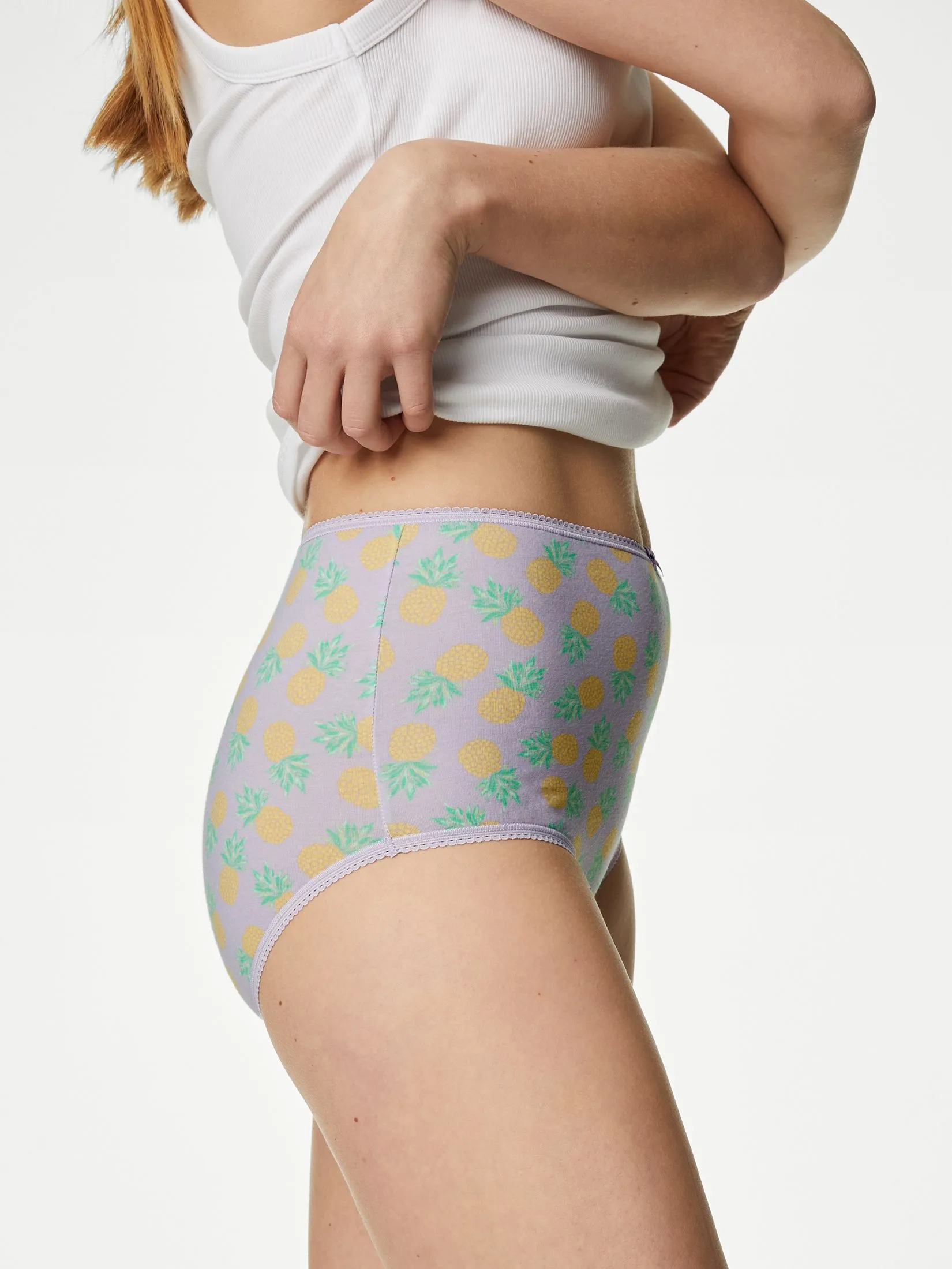 MARKS & SPENCER Women Full Briefs Cotton Lycra Printed 5pk Multi-Color