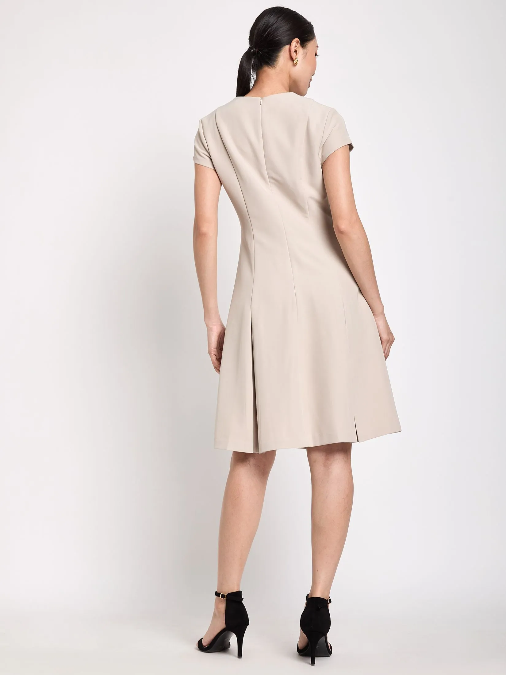 EXPRESSIONS Women Dress With Cap Sleeves And Pleated Skirt