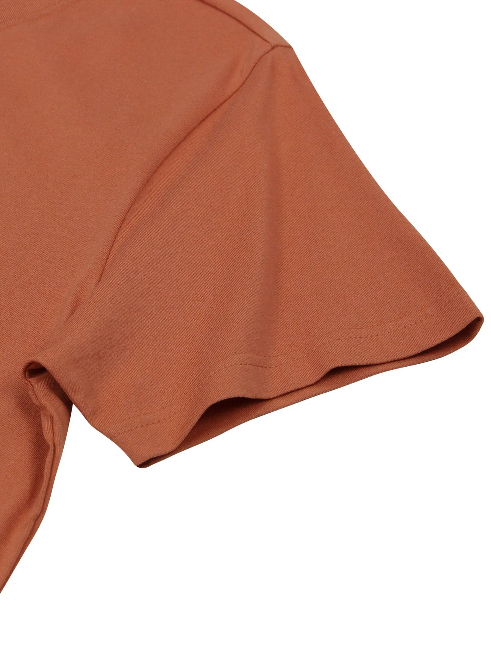 GIORDANO Men's Slim Cotton Embroidery Tee (Classic Man) Mango Orange