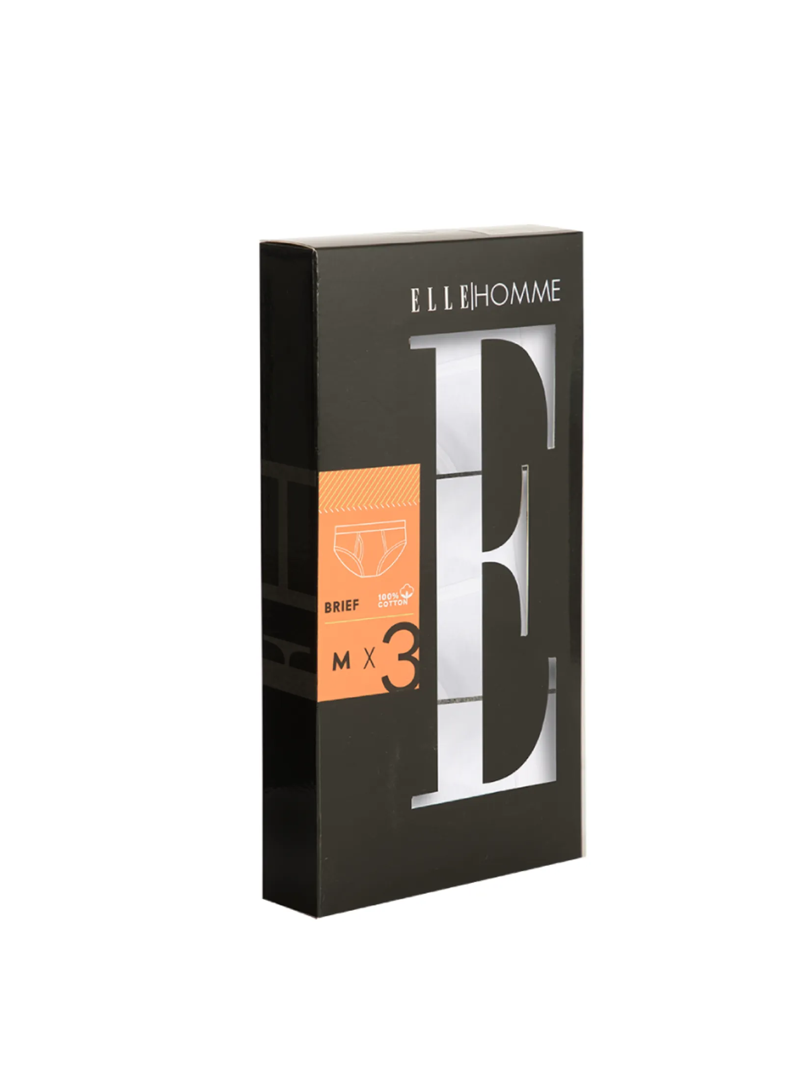 ELLE HOMME Men BRIEF Underwear KUB2001 Cotton 100% PACK 3 Pcs. - White