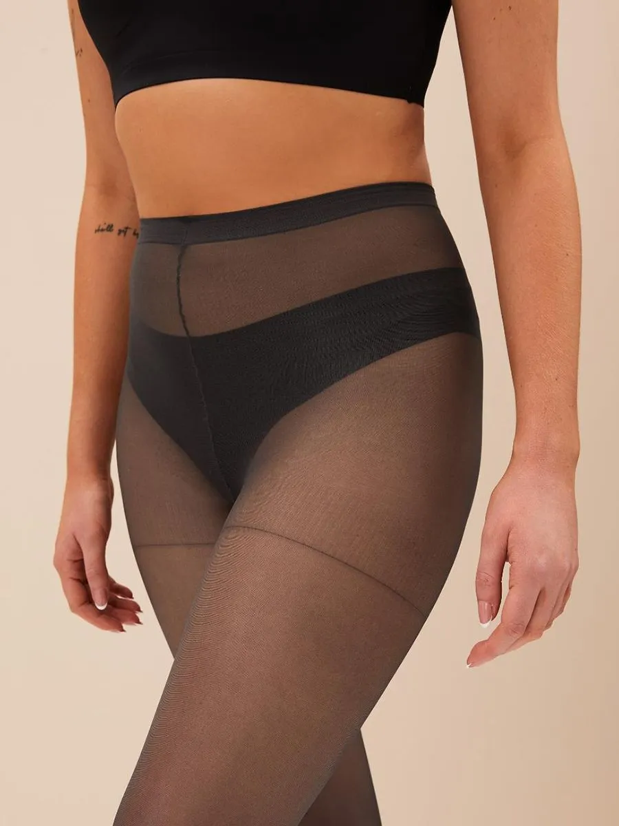 MARKS & SPENCER Women Medium Support Sheer Tights 15 Denier 2pk Black