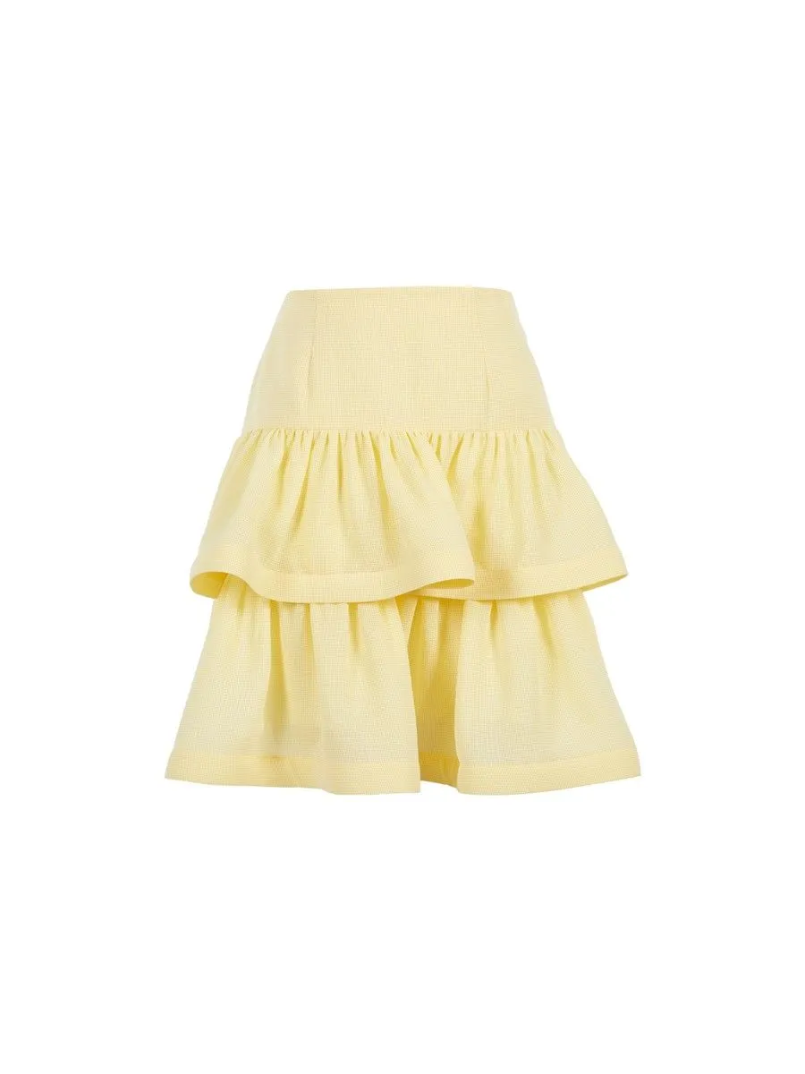 ASV ( SS24 )Brittany Women Mini Ruffled Skirt Yellow