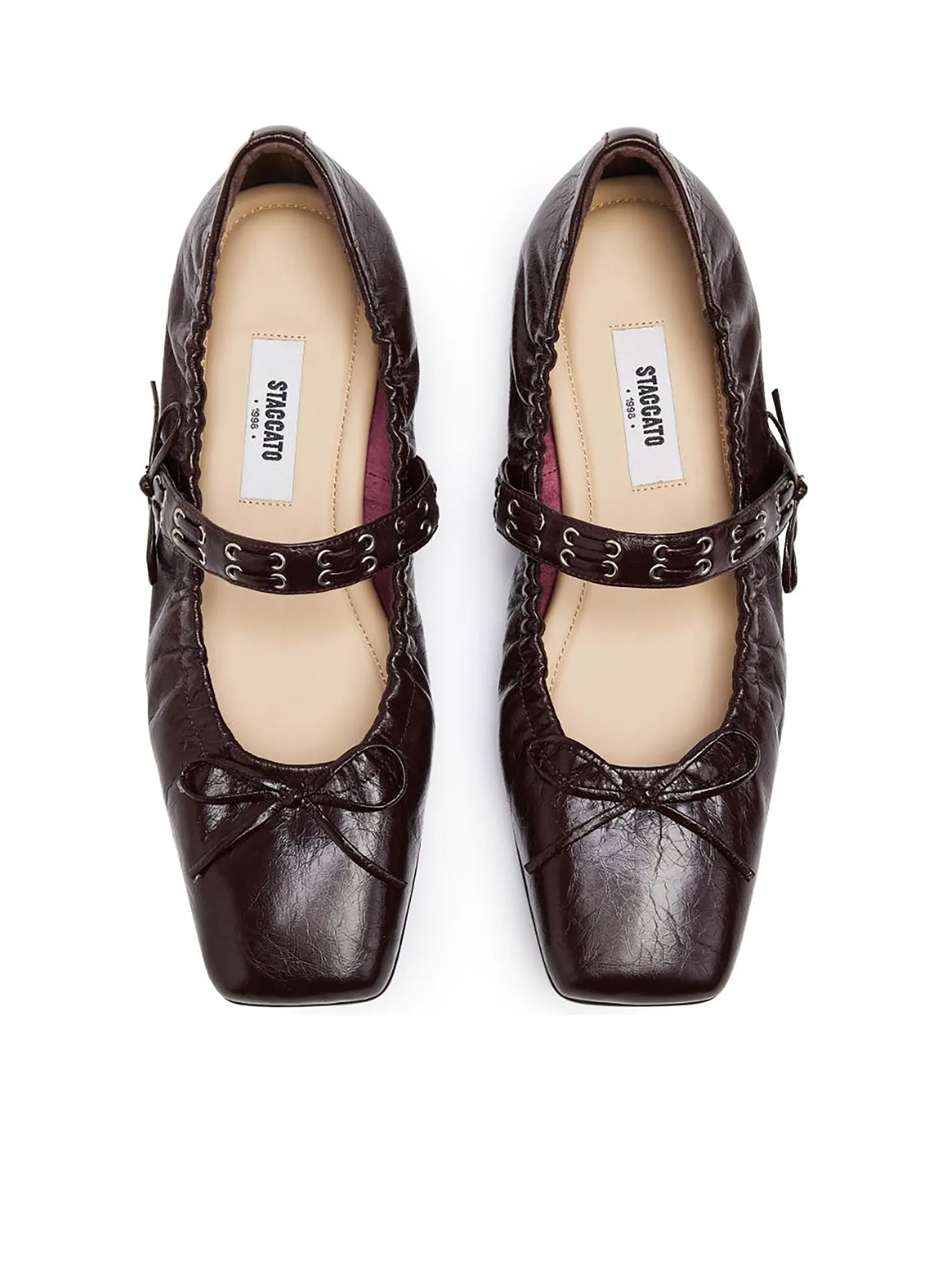 STACCATO Women Mary Jane Flats with Bow Bordeaux