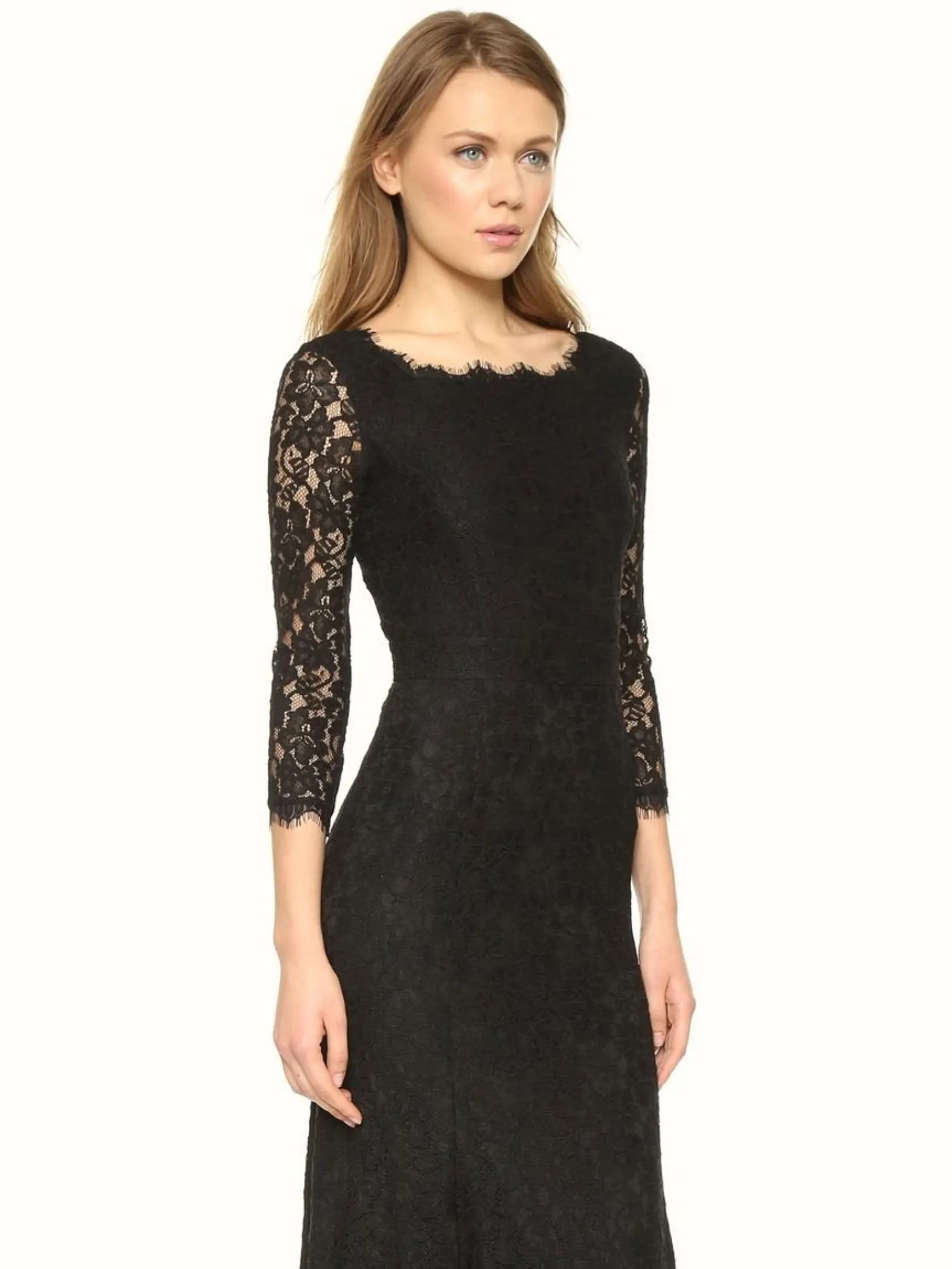 DIANE VON FURSTENBERG DVF 3/4 SLV ZARITA GOWN BLACK