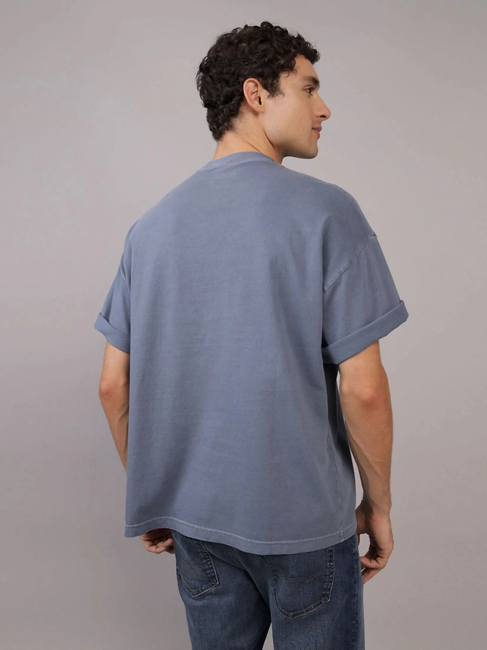 AMERICAN EAGLE MEN G SS BTS1 OS SET IN TEE- PGD 421 BLUE VIBE