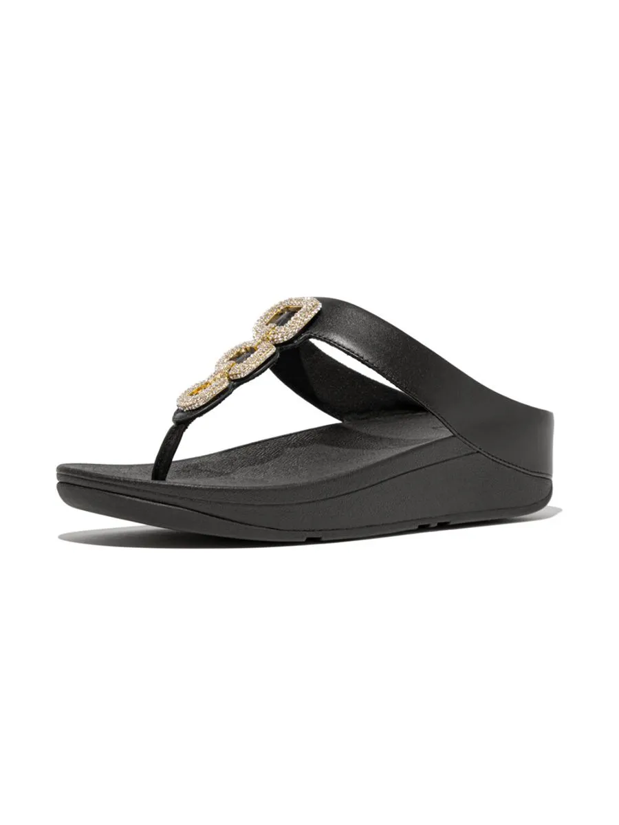 FitFlop™ WOMEN'S FINO CRYSTAL-CHAIN LEATHER BLACK