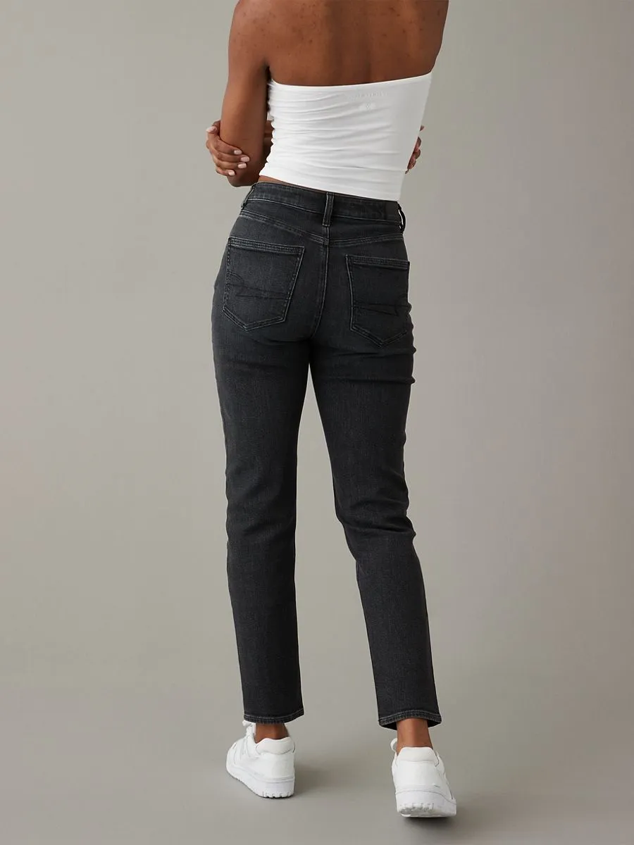 AMERICAN EAGLE WOMEN MOM JEANS 055 ALWAYS BLACK