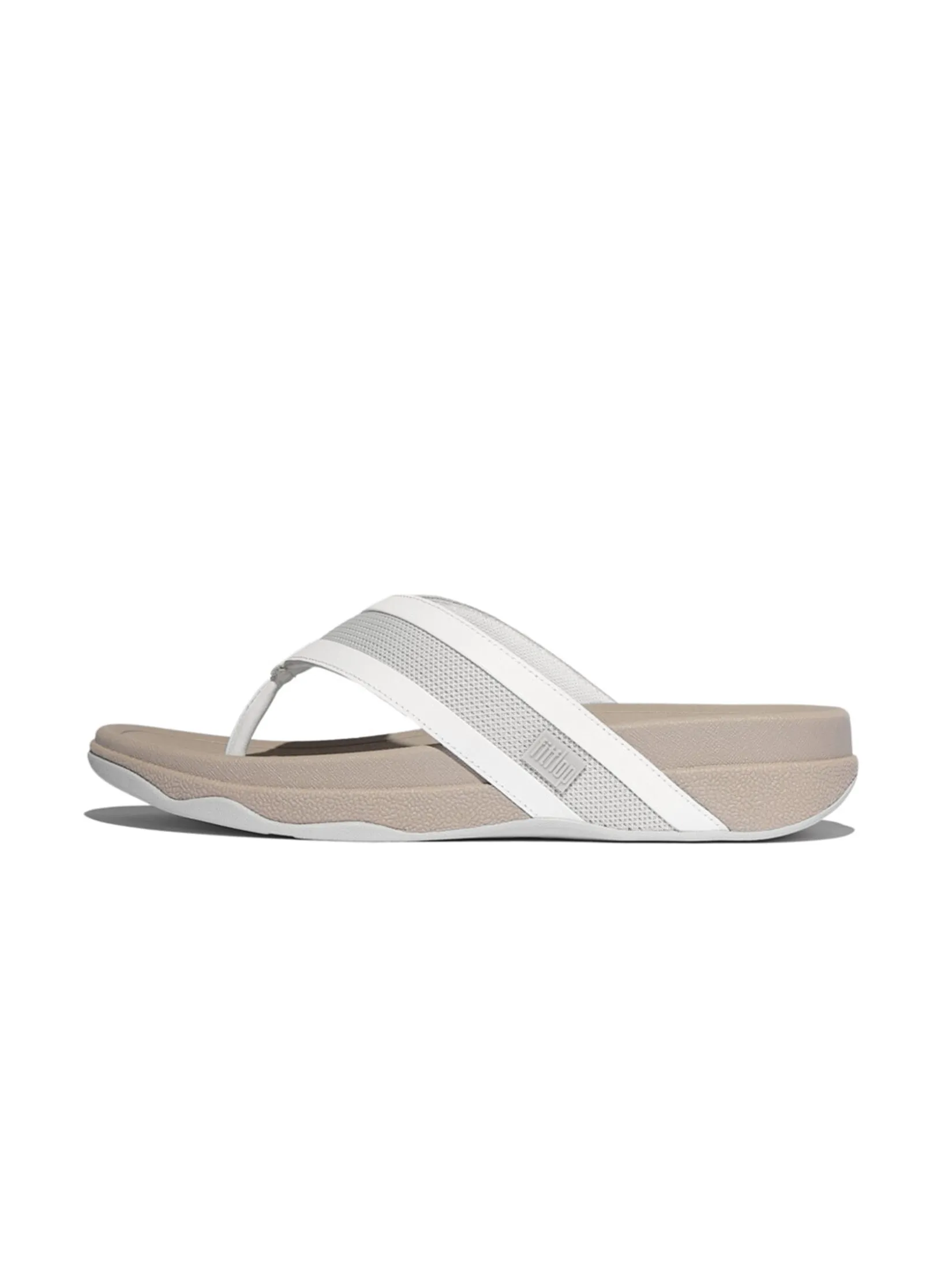 FitFlop™ MEN'S SURFER LEATHER/MESH TOE-POST WHITE Size - 11 UK