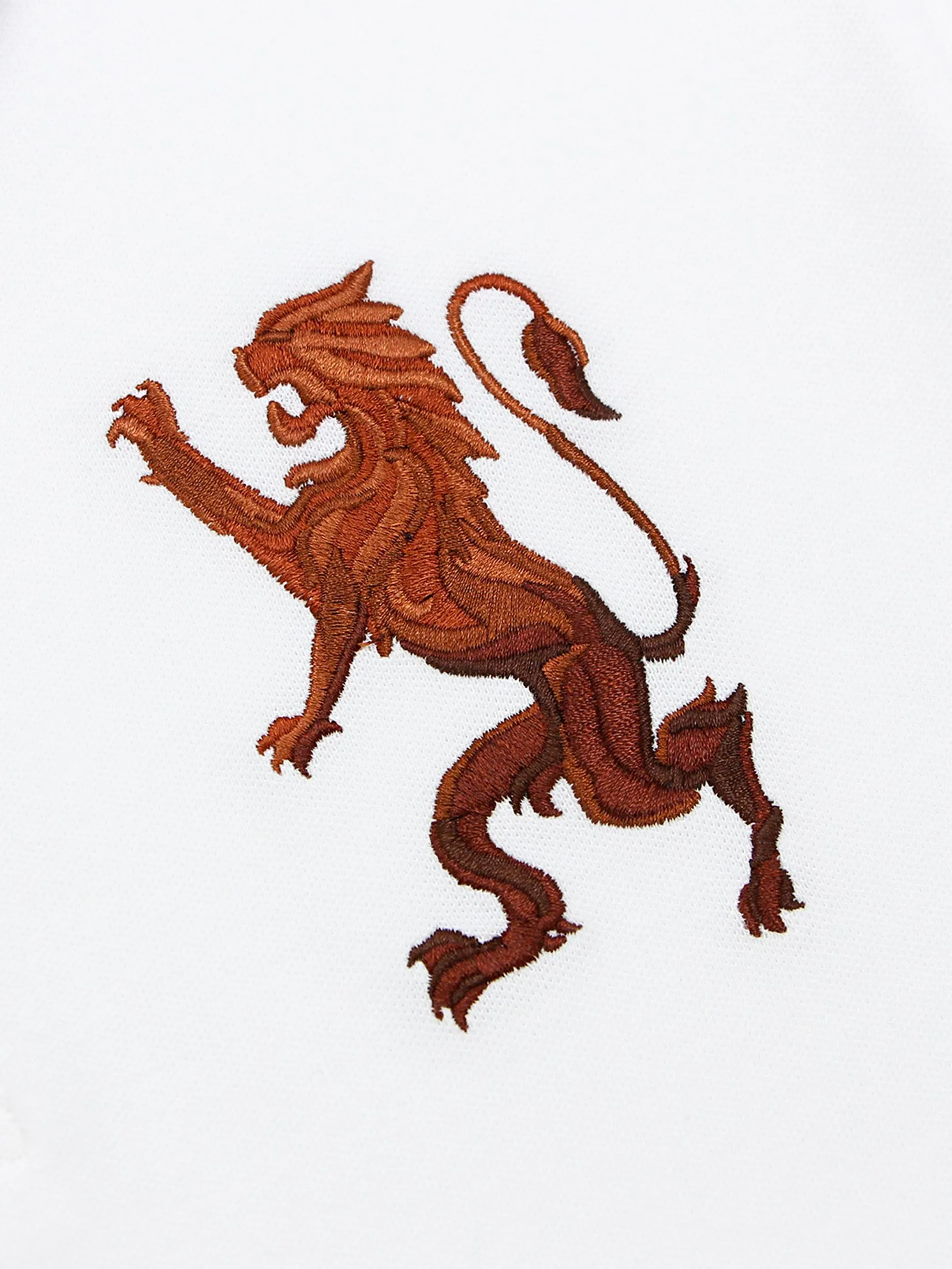 GIORDANO Men's Lycra Pique Embroidery Polo (3D Lion) White