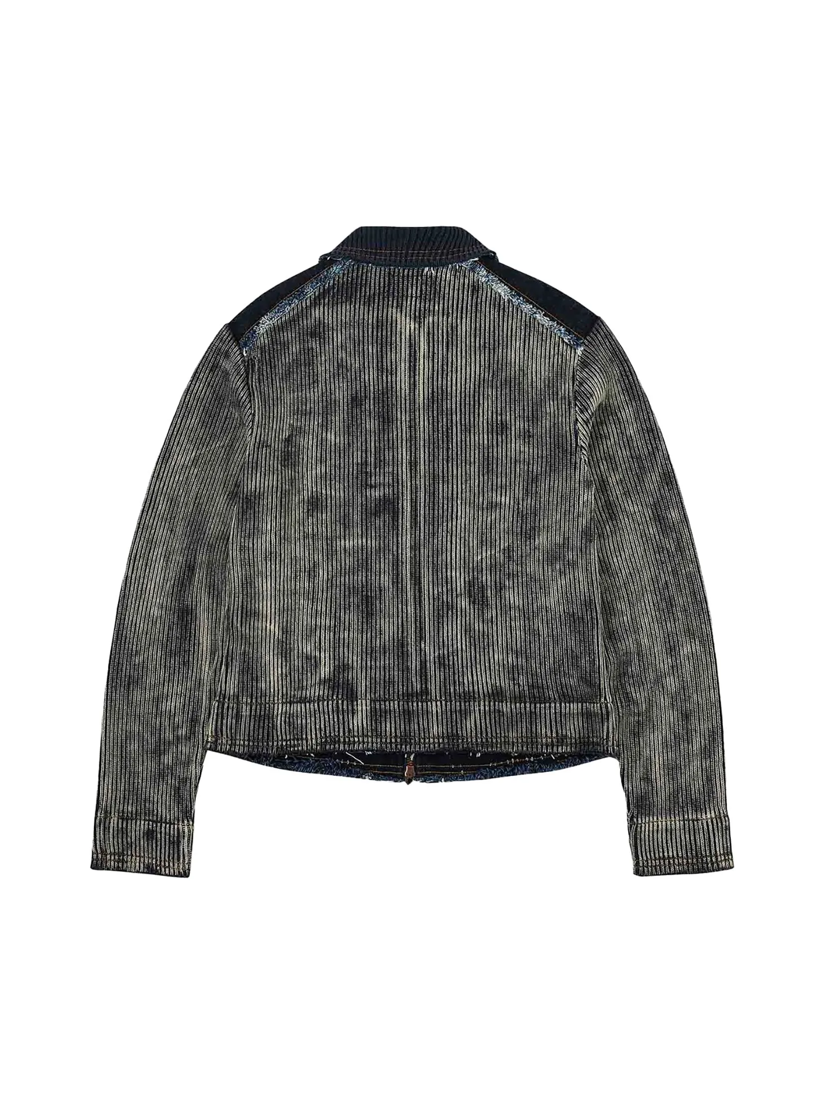 EVISU Women Cardigan Denim Panelled Fashion Fit Zip-Up Blue