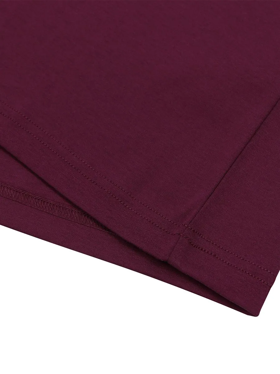 GIORDANO Men's Interlock Embroidery Tee (Liquid Touch)  Burgundy red