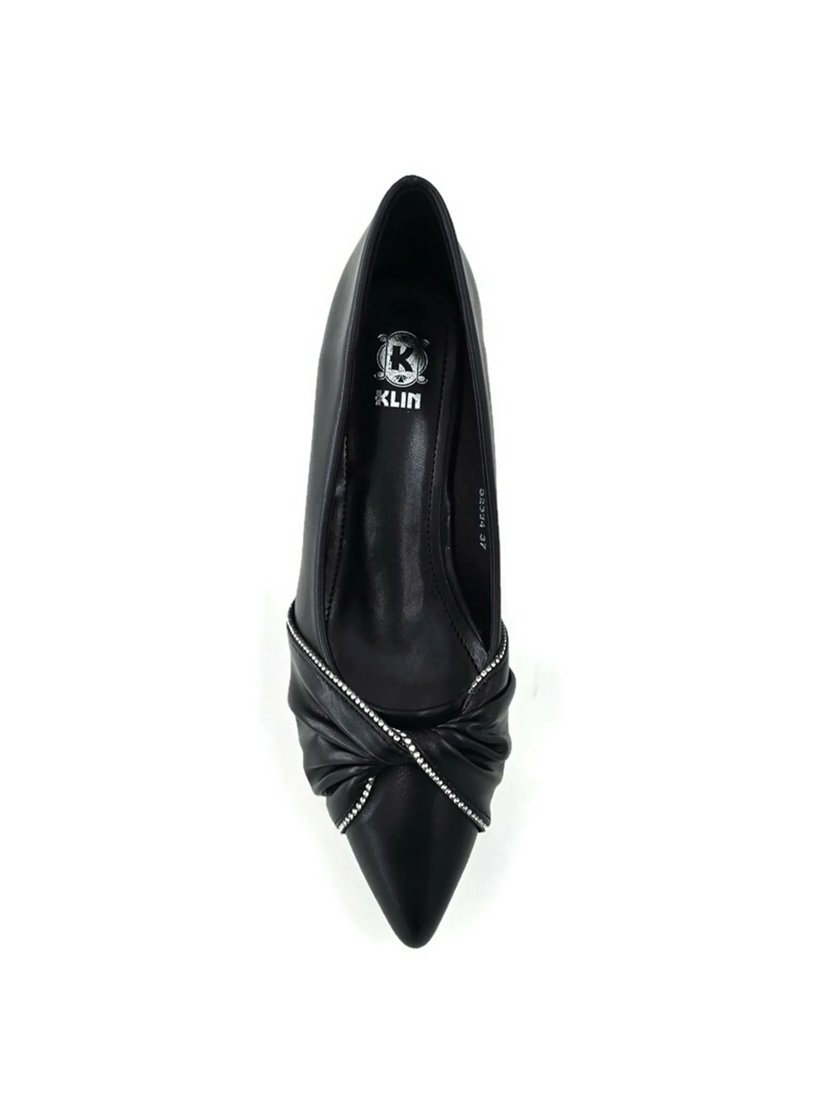 KLIN Woman Sharped Toe Court Shoes Black