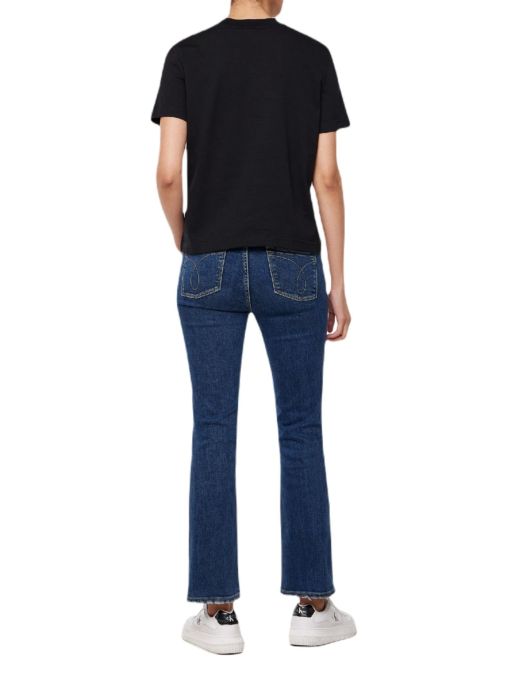 CALVIN KLEIN Women's Archive Logo Crewneck Short Sleeve T-Shirt Black