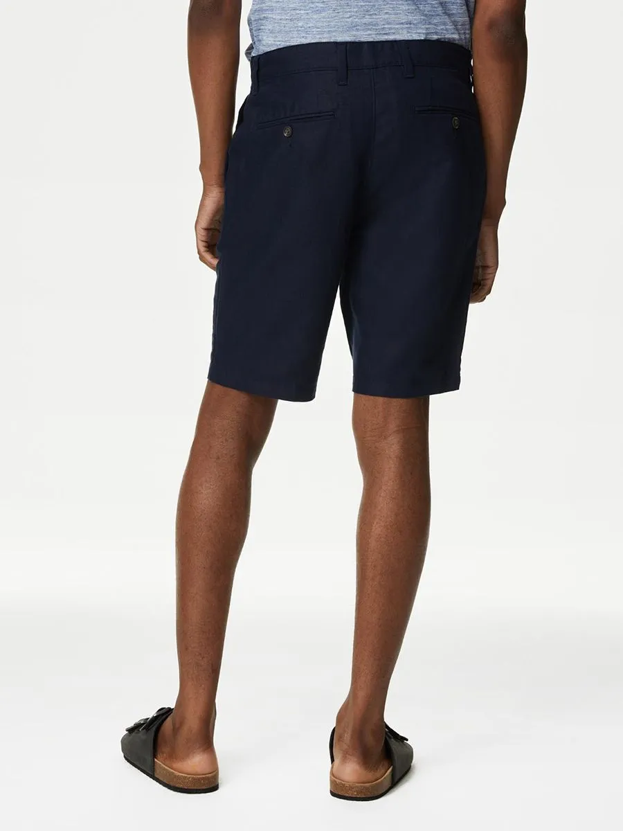 MARKS & SPENCER Men Chino Shorts Linen Blend F0_Navy