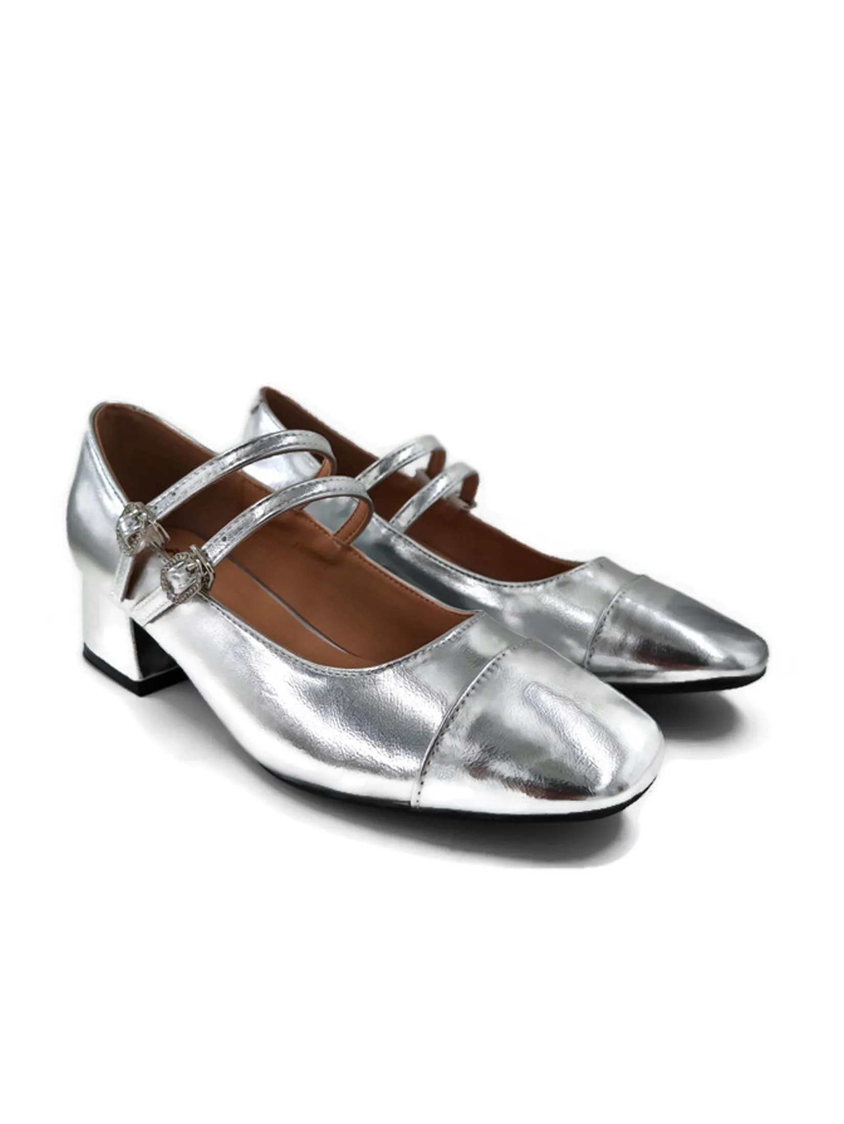 KLIN Woman Rounded Toe Mary Janes Silver