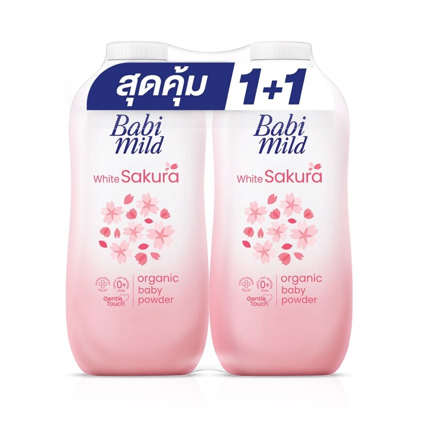 Babi Mild Organic Baby Powder White Sakura 350 G.Twin Pack