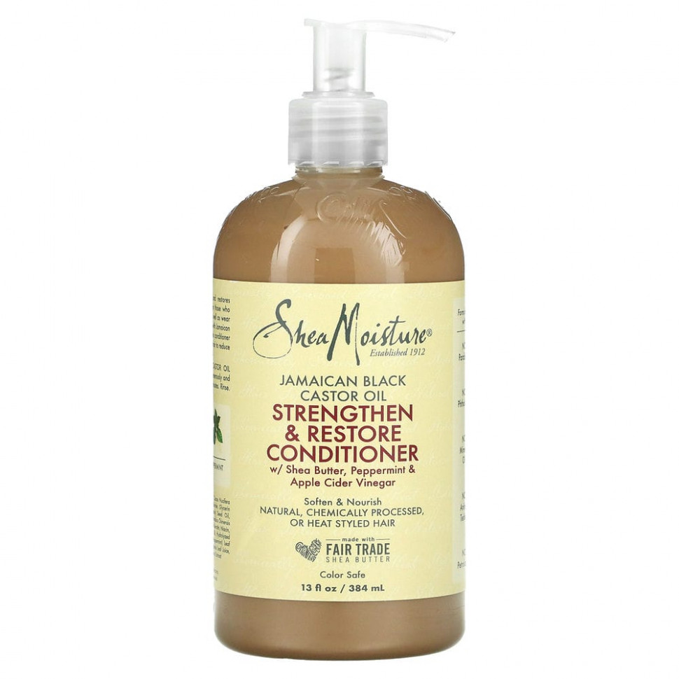 SheaMoisture, ямайское черное касторовое масло, укрепляющий и восстанавливающий кондиционер, 384 мл (13 жидк. унций) - SMT-21559-369 мл