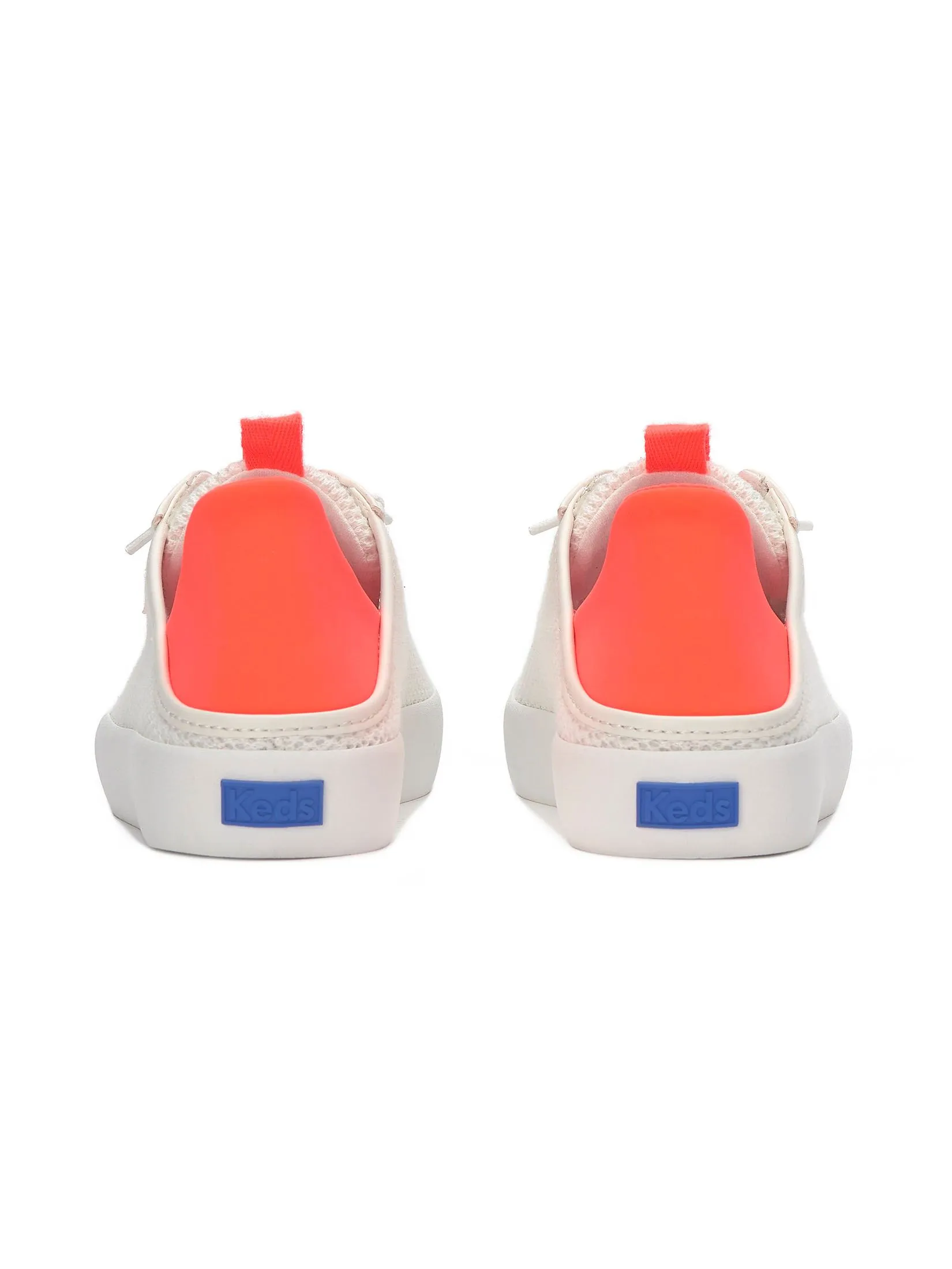 KEDS Women Kickback Crashback Cotton Mesh Snow White/ Coral