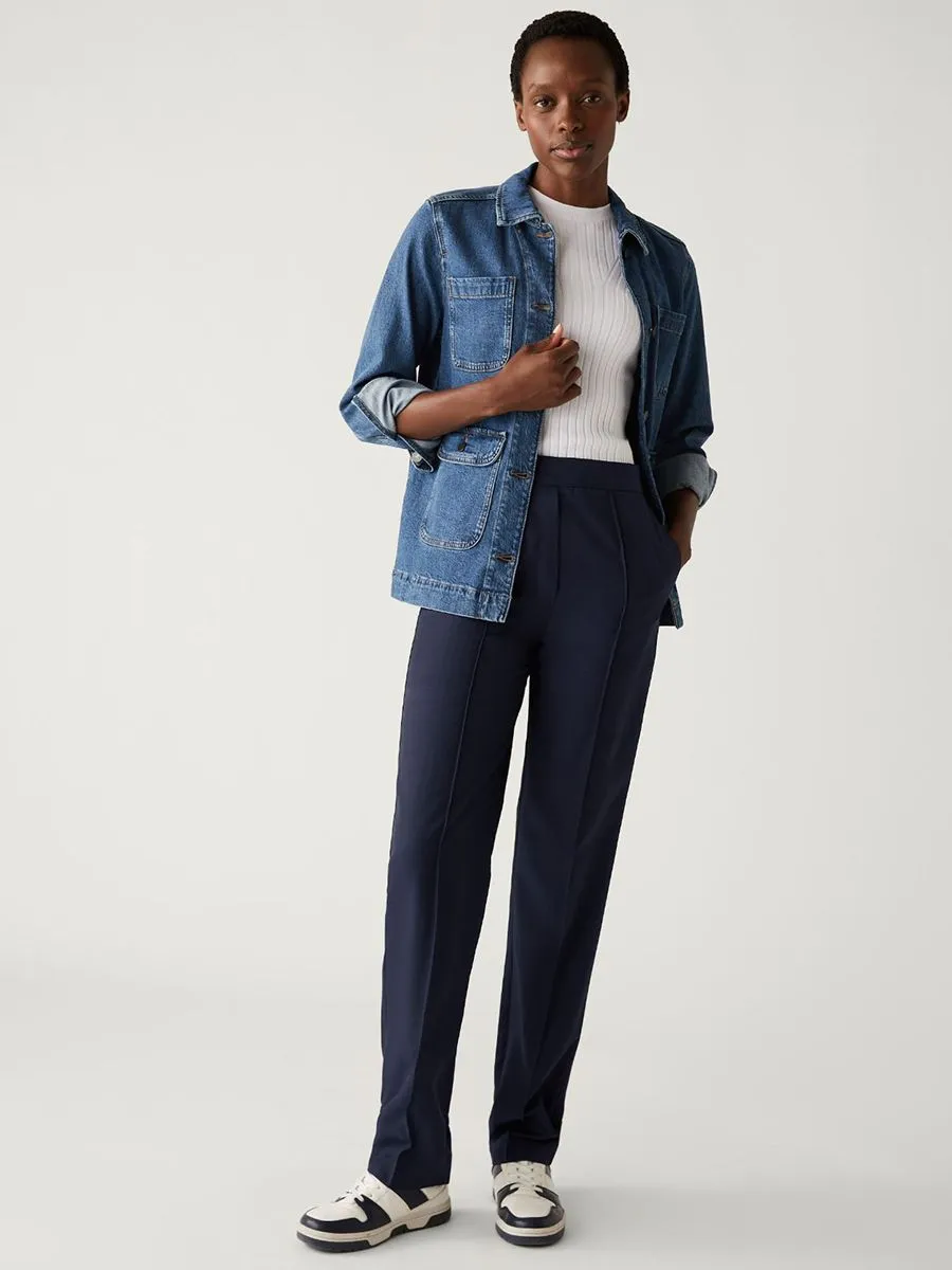 MARKS & SPENCER Women Straight Leg Trousers Marl