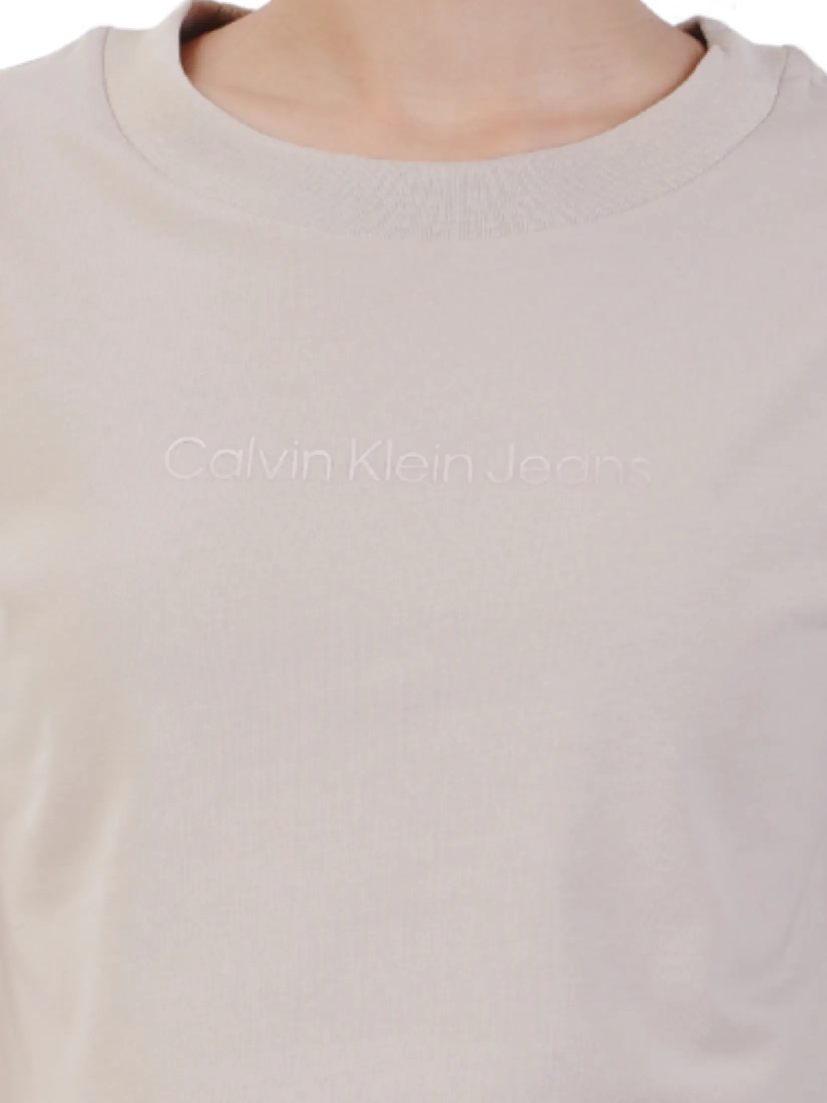 CALVIN KLEIN Women s Ckj Mono Logo Baby Tee Beige