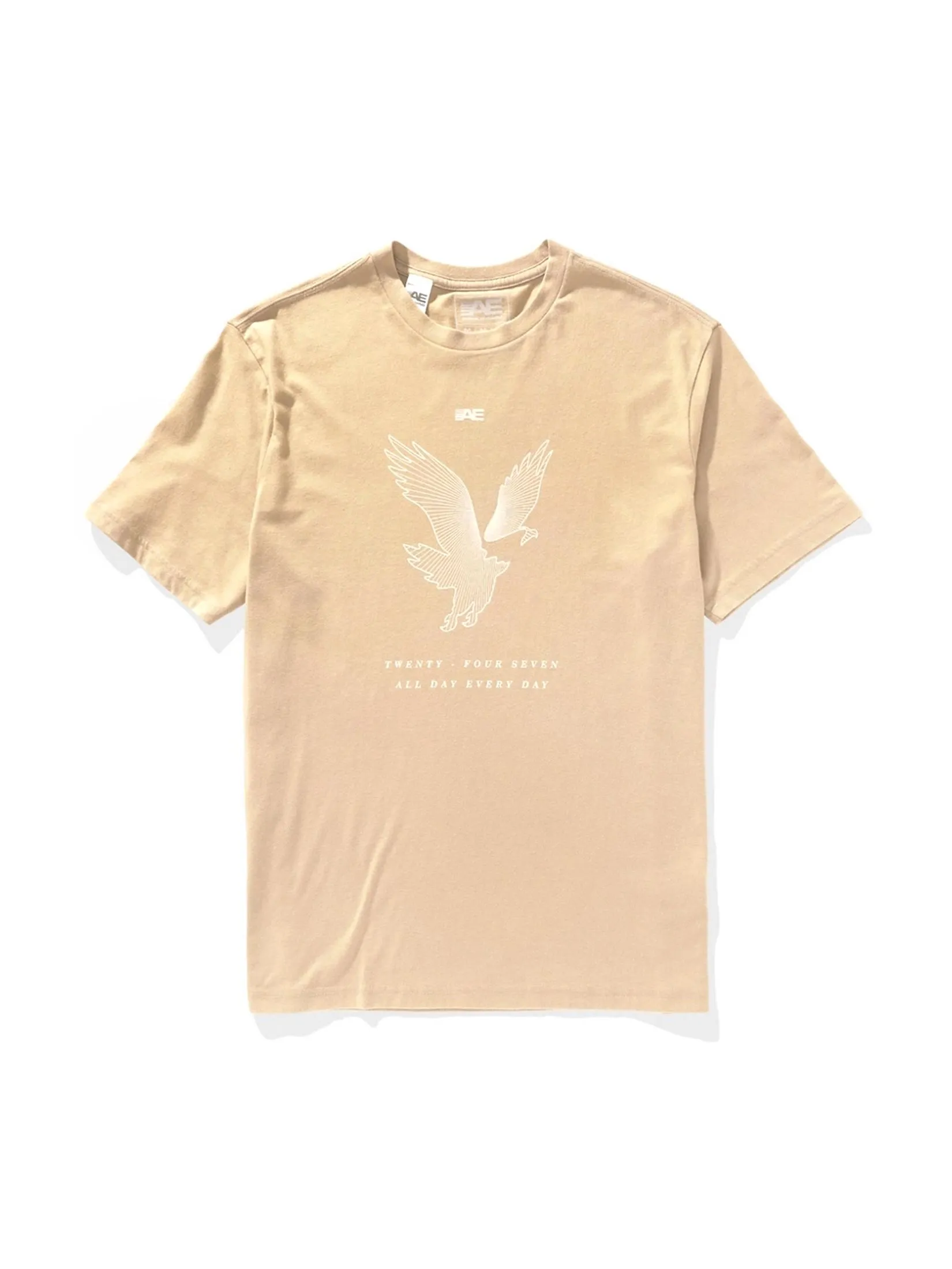 AMERICAN EAGLE MEN G SS BTS2 ACTIVE SET IN TEE- CVC + MAGIC WHITE TUMBLE 212 KHAKI Size - L