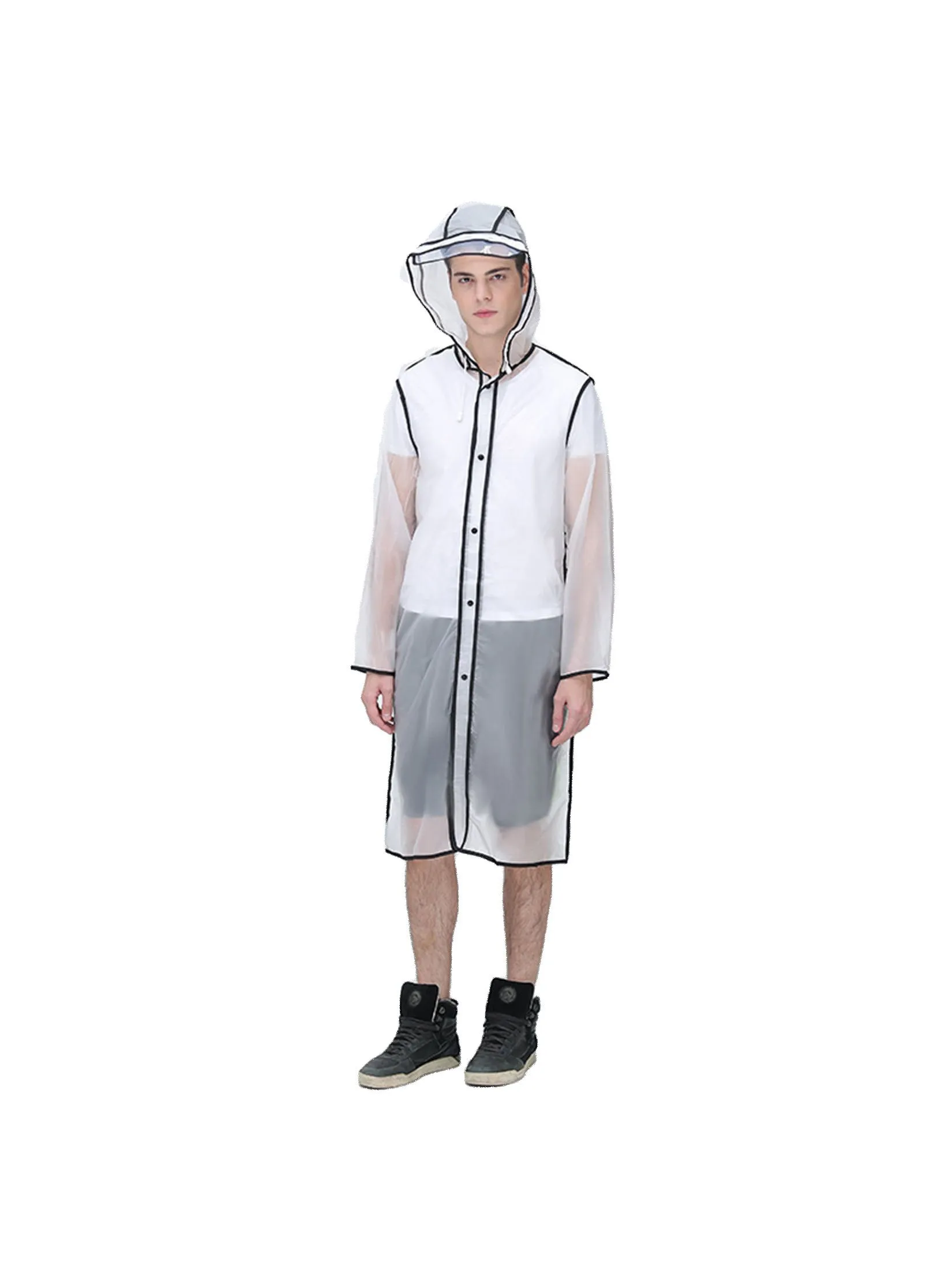 OTHERS Korean style strap tube rain coat-White