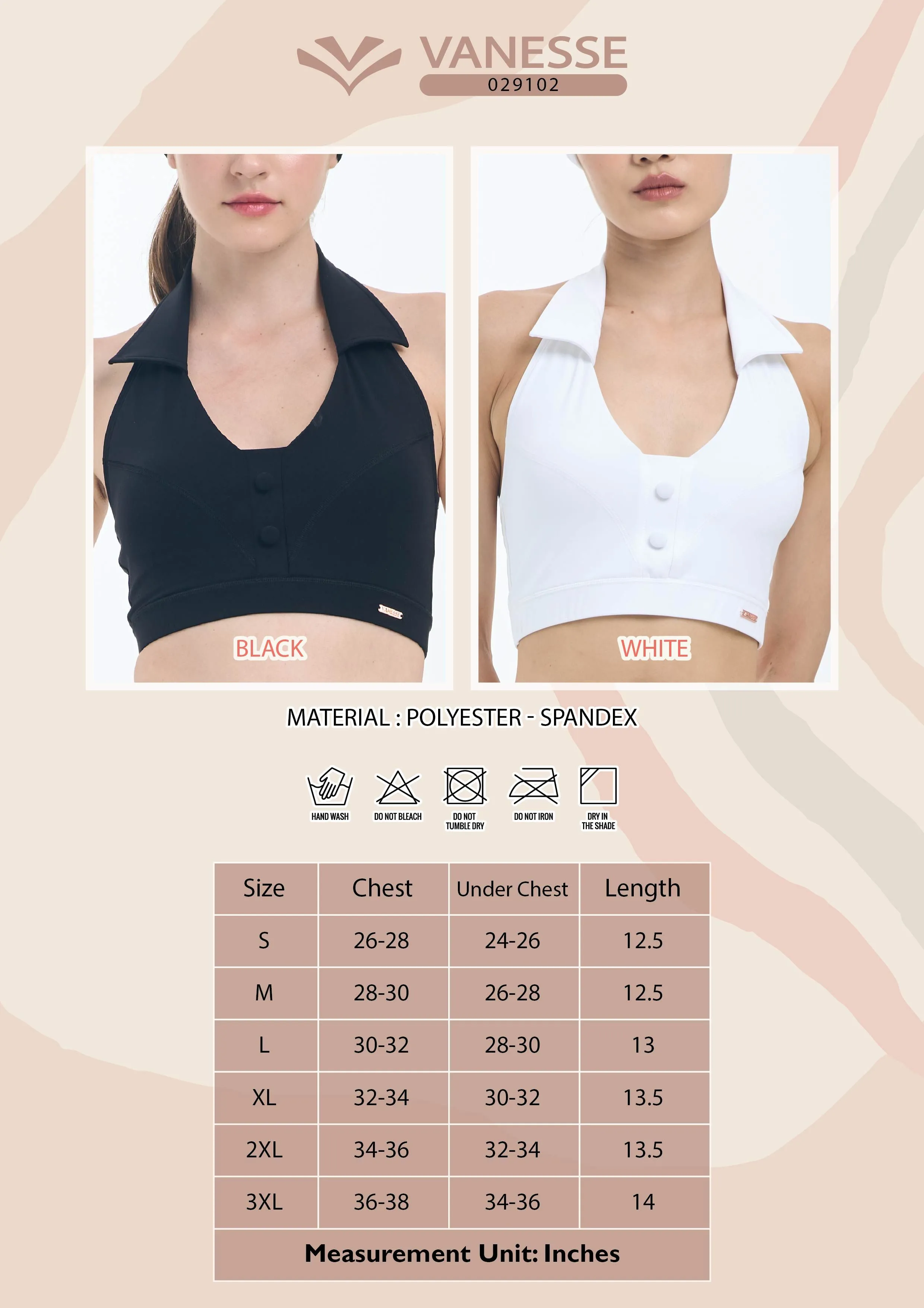 VANESSE White HALTER SPORT BRA (029102)