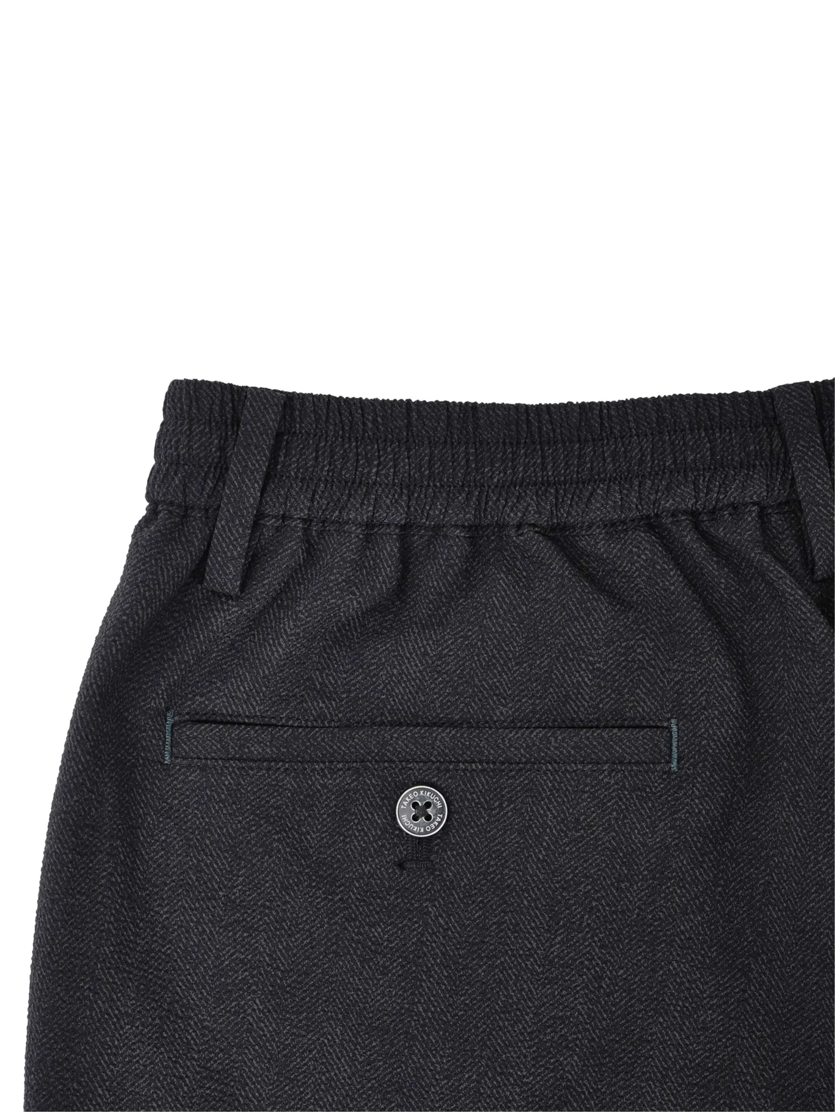 TAKEO KIKUCHI MEN BLACK 2WAY STRETCH SUCKER PRINT EASY PANTS