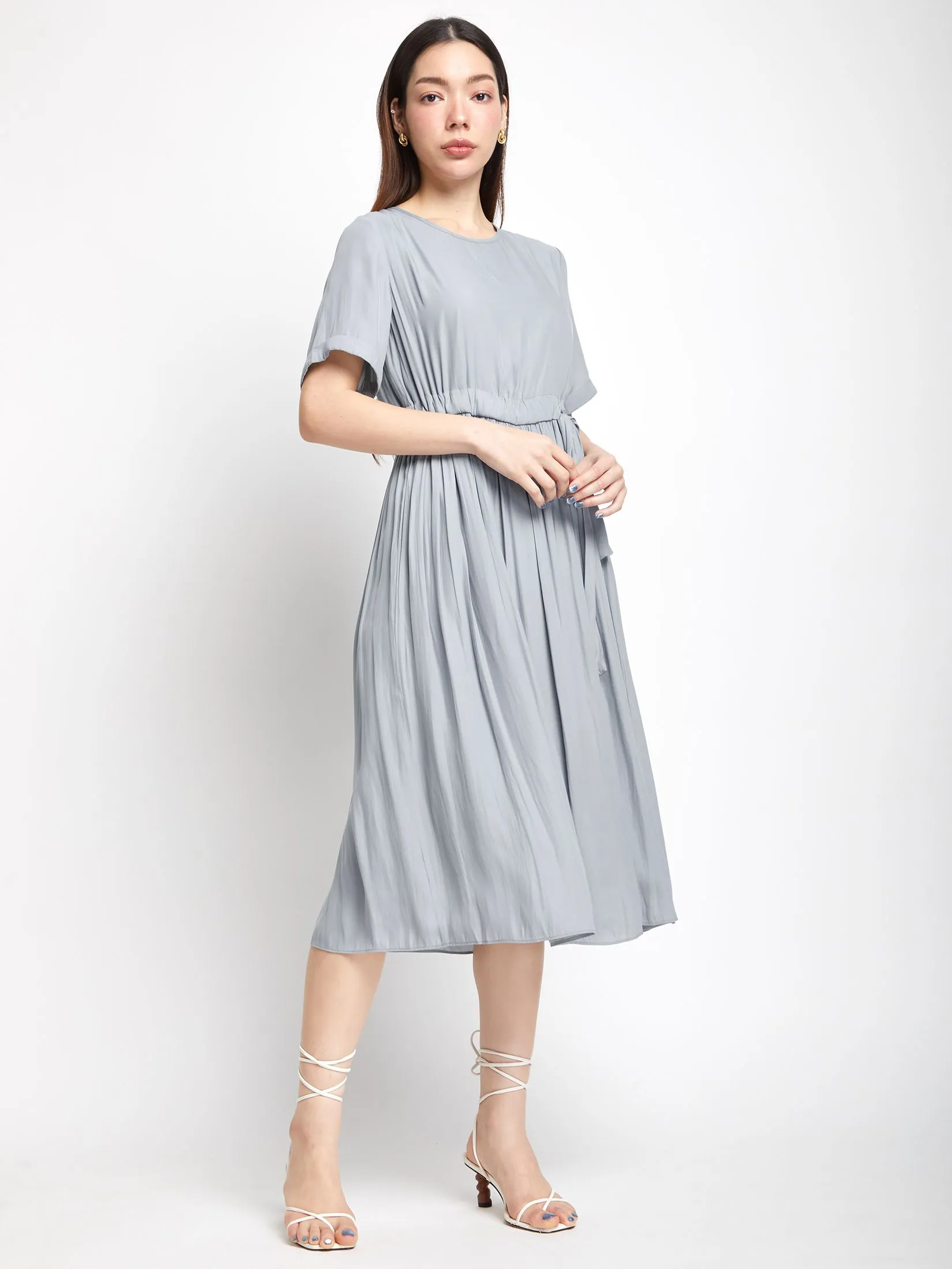 NEXT PHASE Women Dress Short Sleeves Tie Waist Design