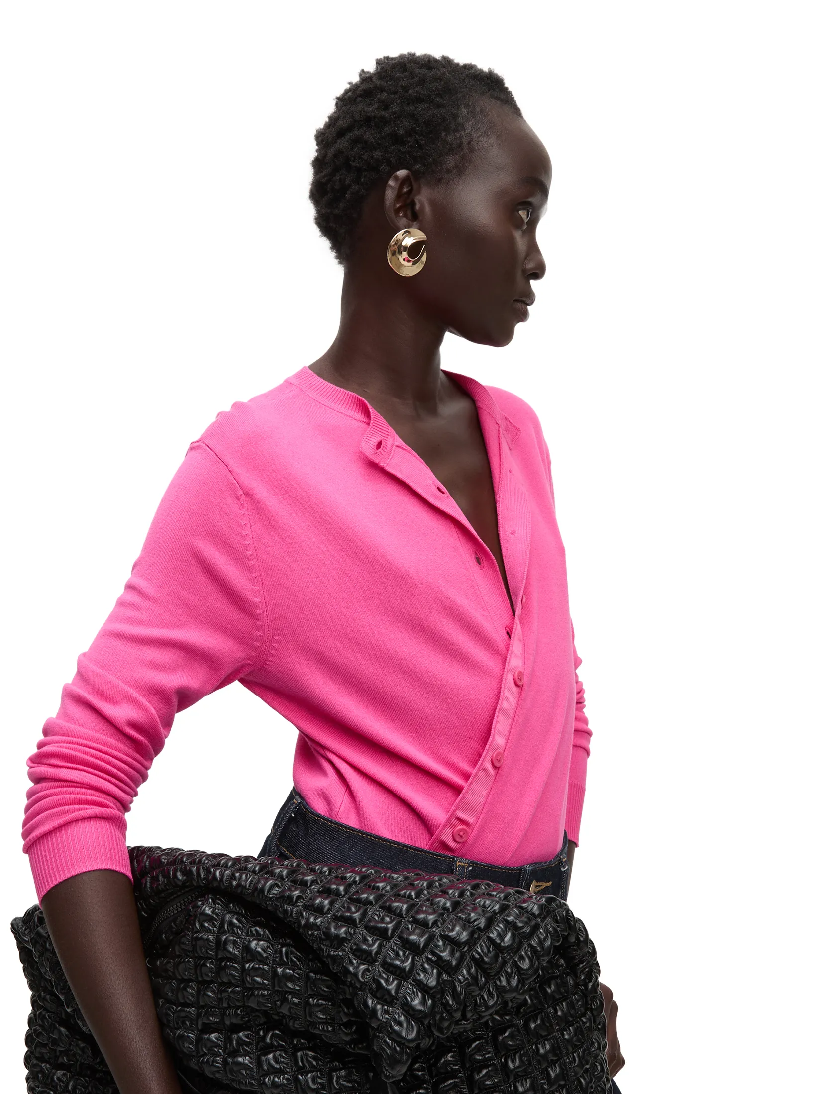 MARKS & SPENCER Women Cardigan Crew Neck Button Front