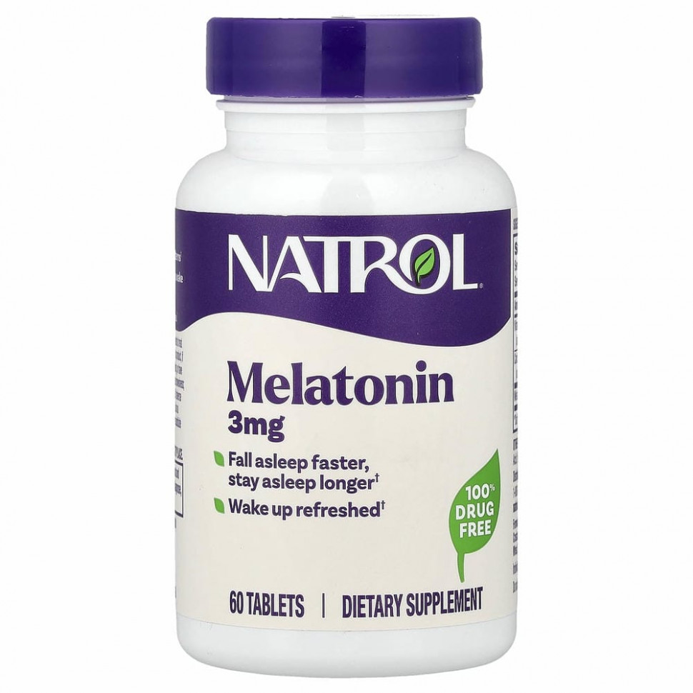 Natrol, Melatonin (Мелатонин), 3 мг, 60 таблеток