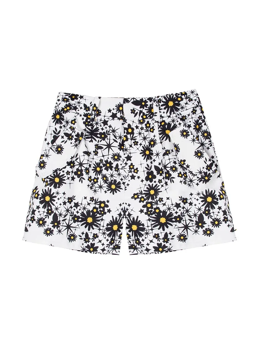 KLOSET (PF24) Women Daisy Print Shorts White