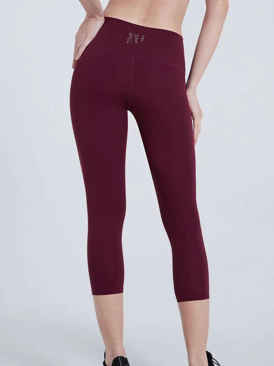 NAPIYONG Calf Length Leggings in Maroon
