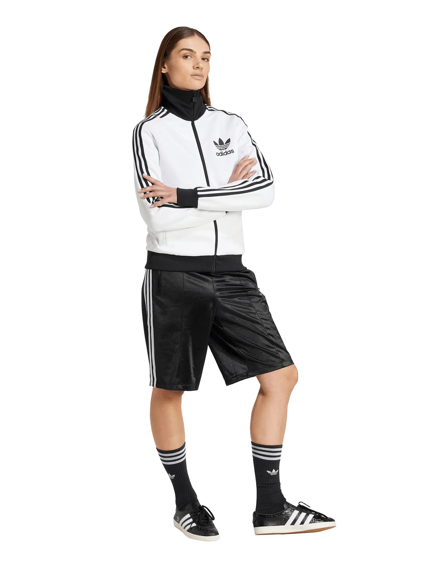 ADIDAS Women Shorts Adicolor Firebird Long JD0286 Black / White