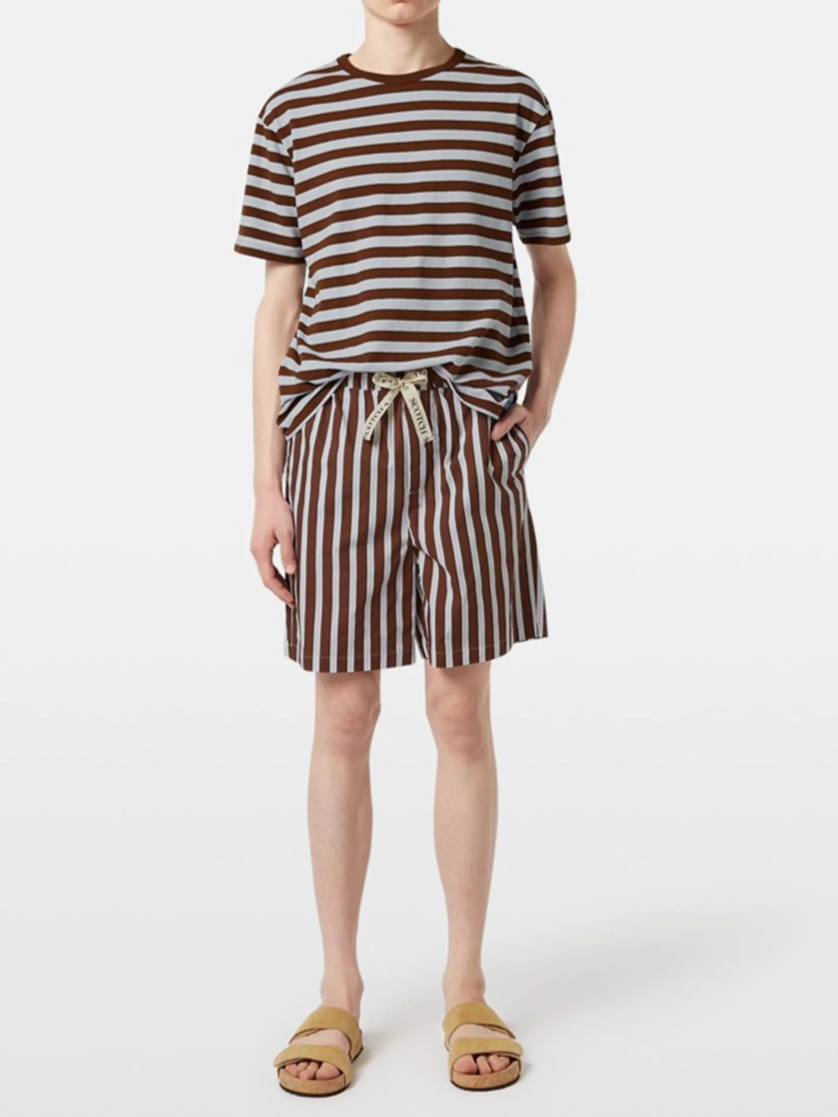 SCOTCH&SODA Men Bermuda Short Fave - Relaxed Fit Striped Poplin Cold Brew Stripe