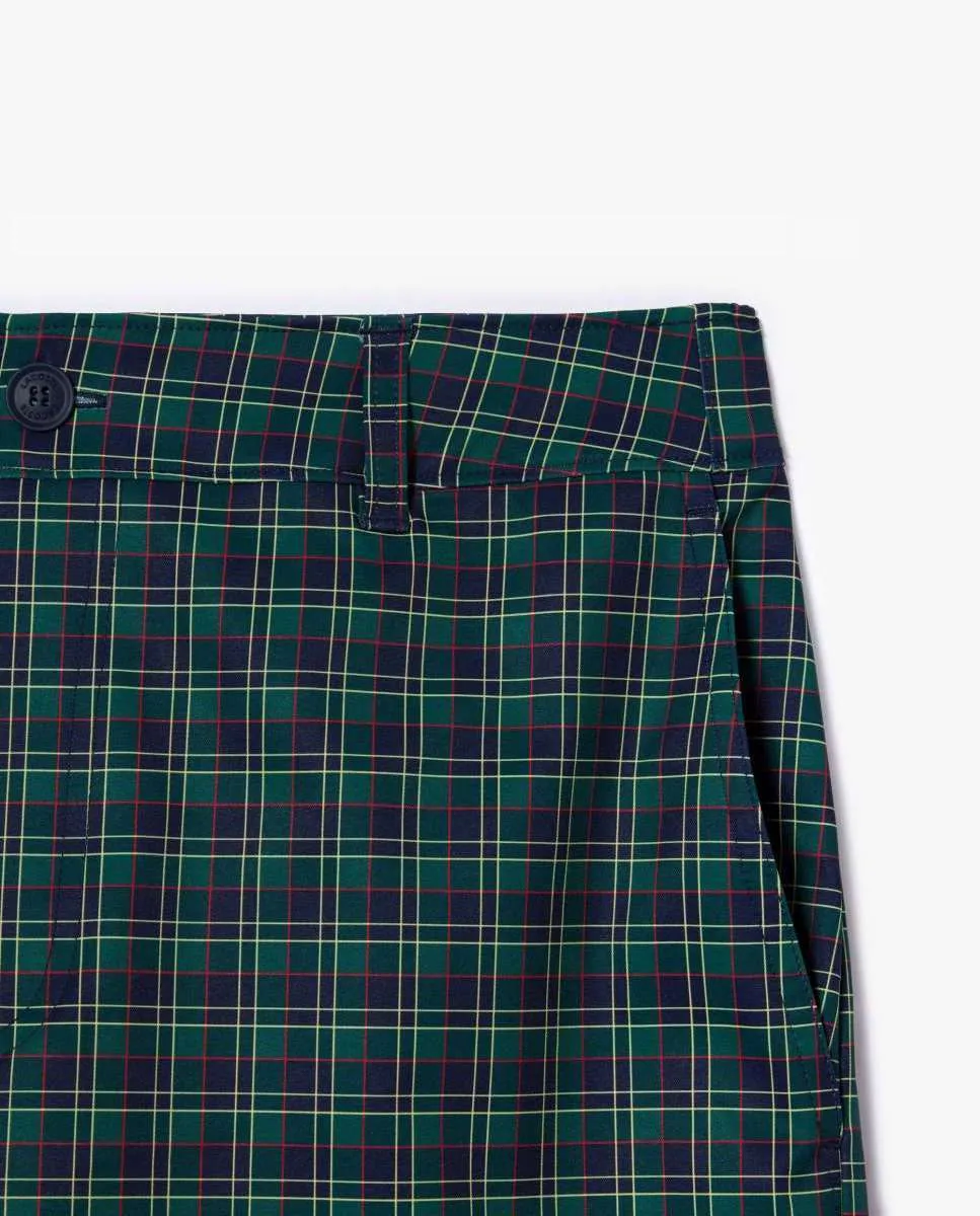 LACOSTE Ultra-Dry Checked Golf Bermuda Shorts Blue